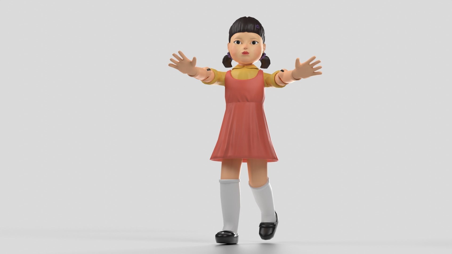 Squid Game Doll - rigged 3D model Low-poly 3D model_23