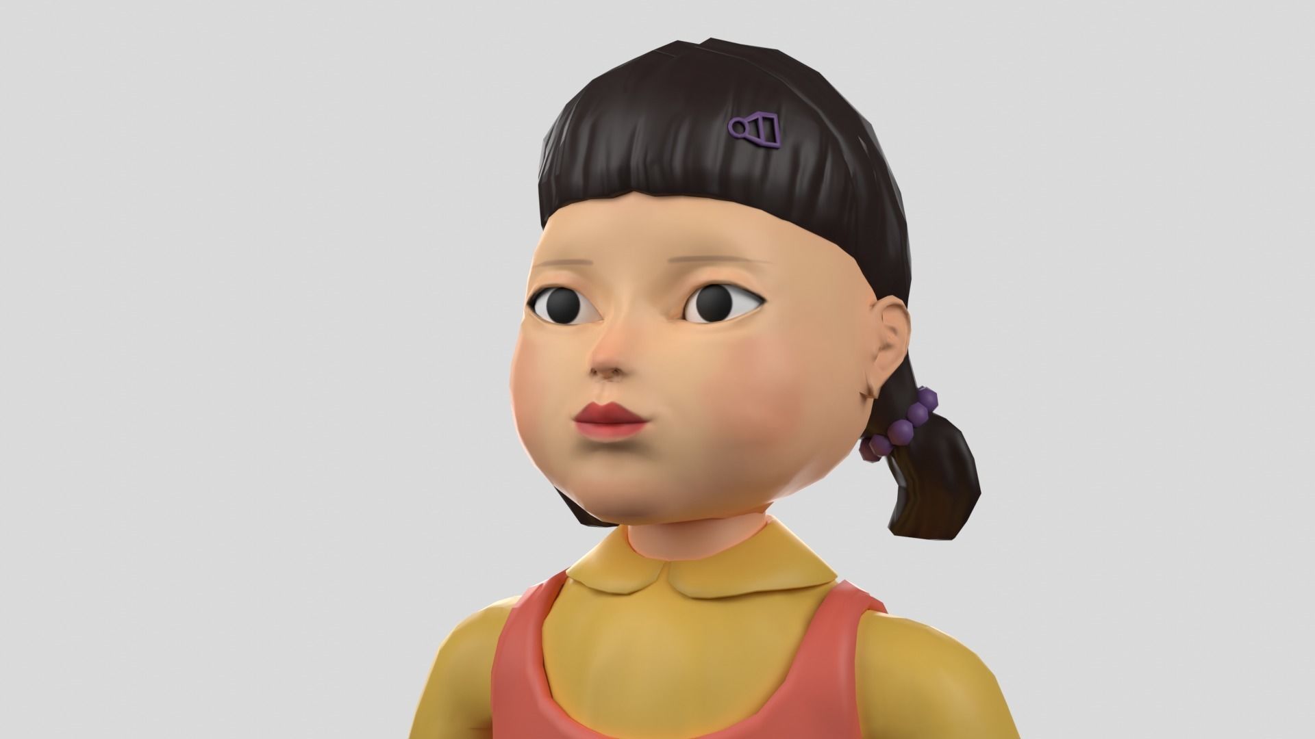 Squid Game Doll - rigged 3D model Low-poly 3D model_9