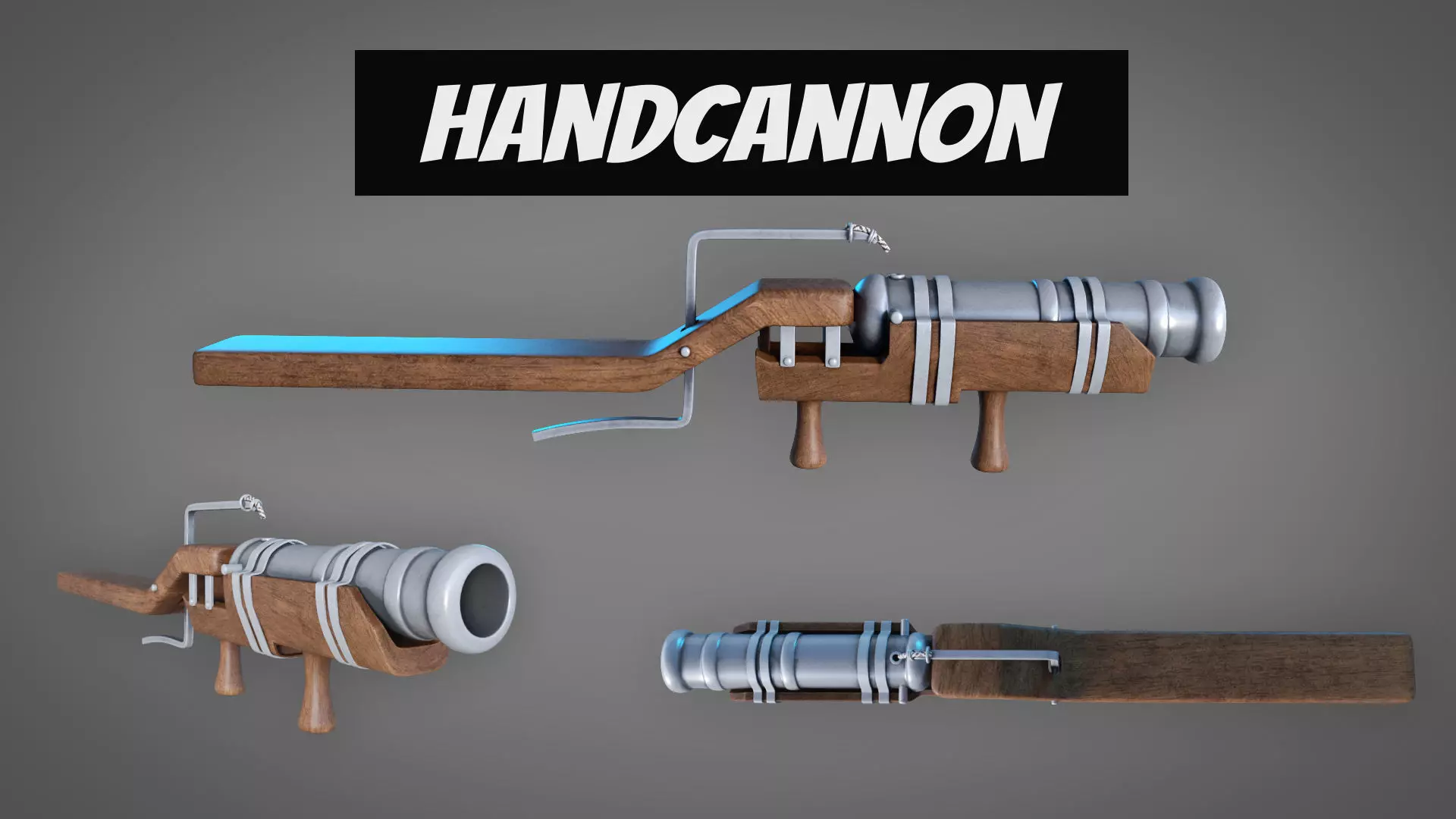 Medieval Firearm HandCannon 3D Model Lowpoly Low-poly 3D model_0