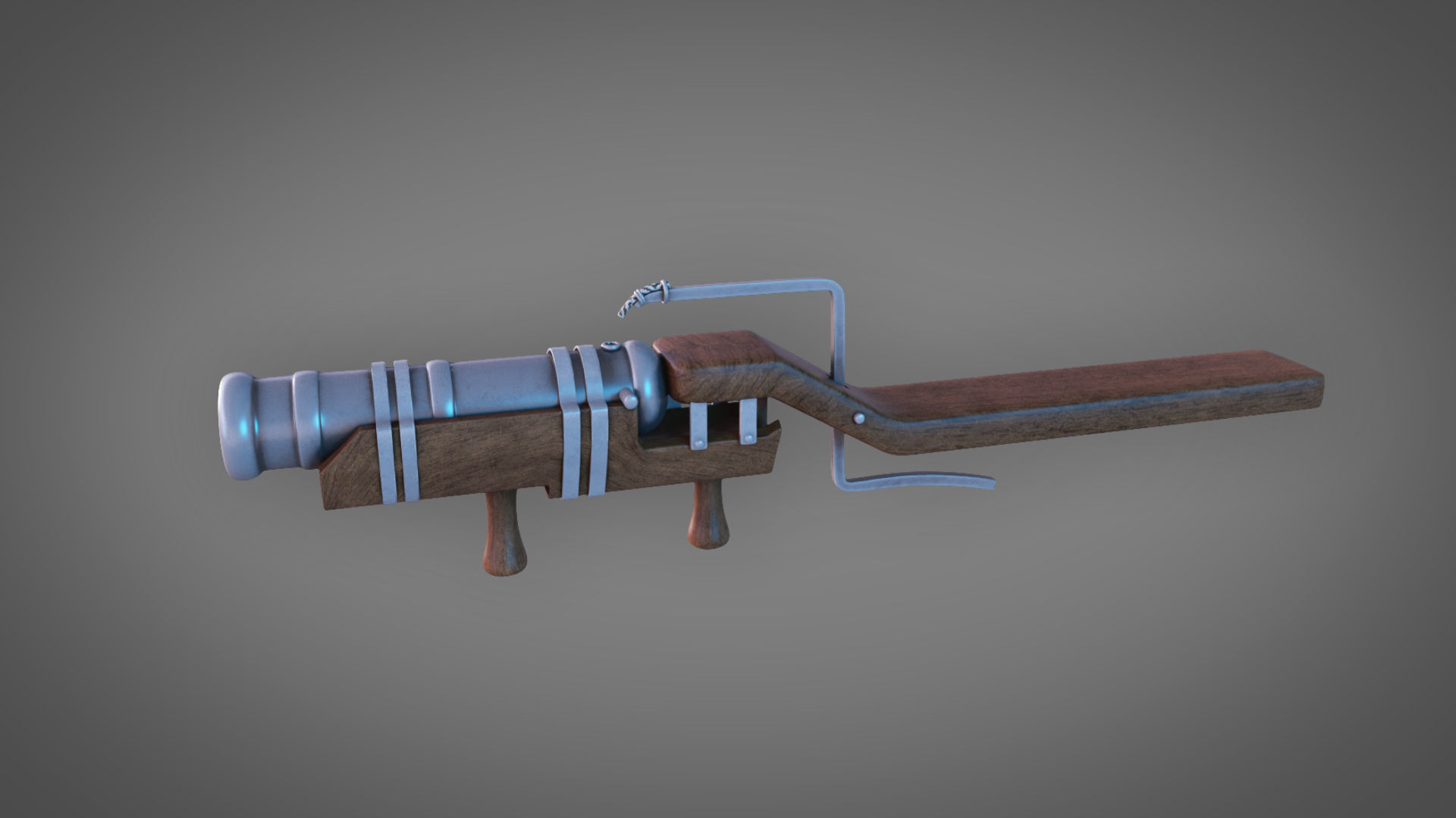 Medieval Firearm HandCannon 3D Model Lowpoly Low-poly 3D model_2