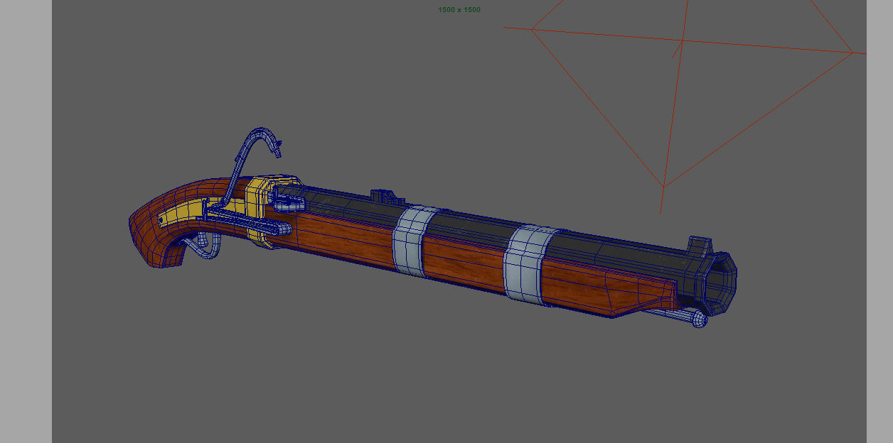 Matchlock Pistol Firearm LowPoly 3D Model Low-poly 3D model_5