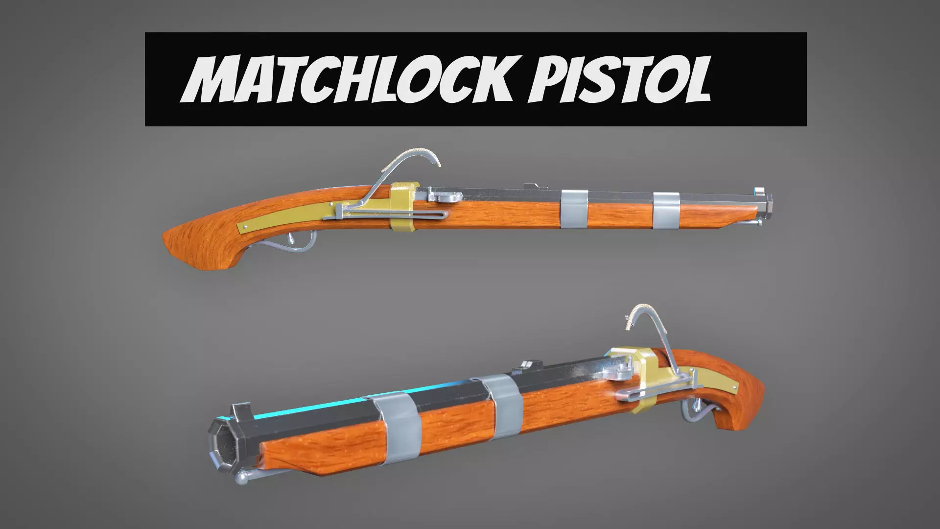 Matchlock Pistol Firearm LowPoly 3D Model Low-poly 3D model_0