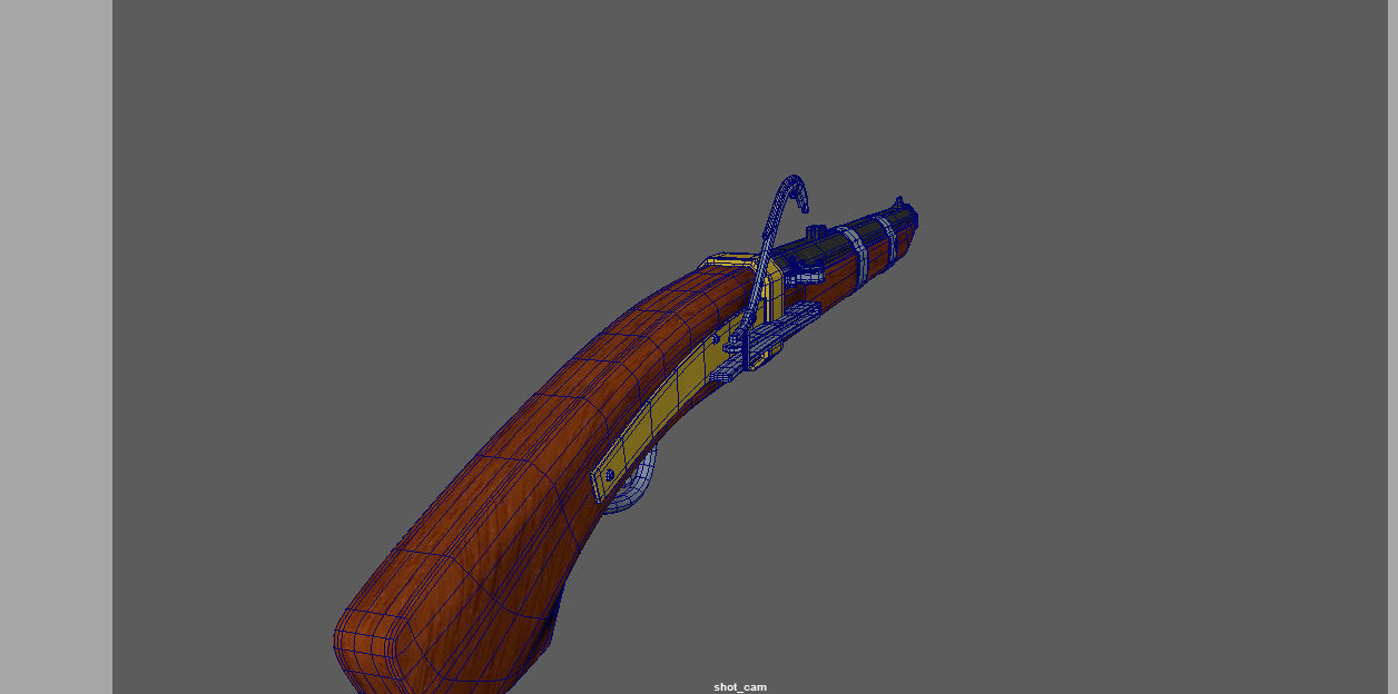Matchlock Pistol Firearm LowPoly 3D Model Low-poly 3D model_6