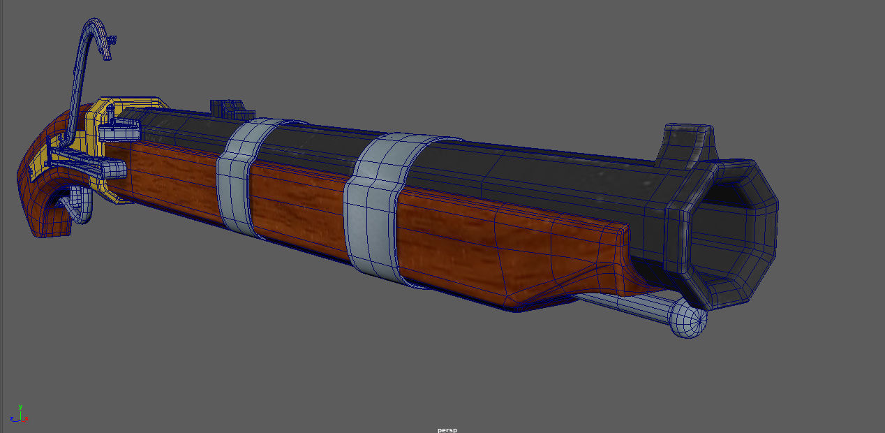 Matchlock Pistol Firearm LowPoly 3D Model Low-poly 3D model_14