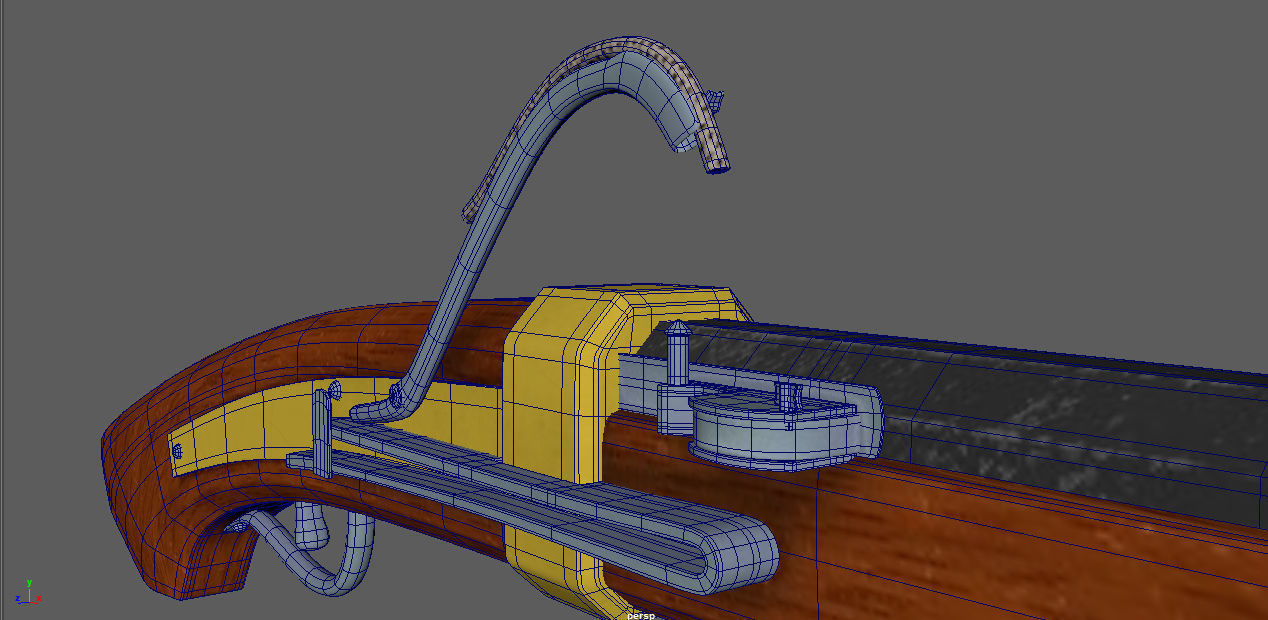 Matchlock Pistol Firearm LowPoly 3D Model Low-poly 3D model_13