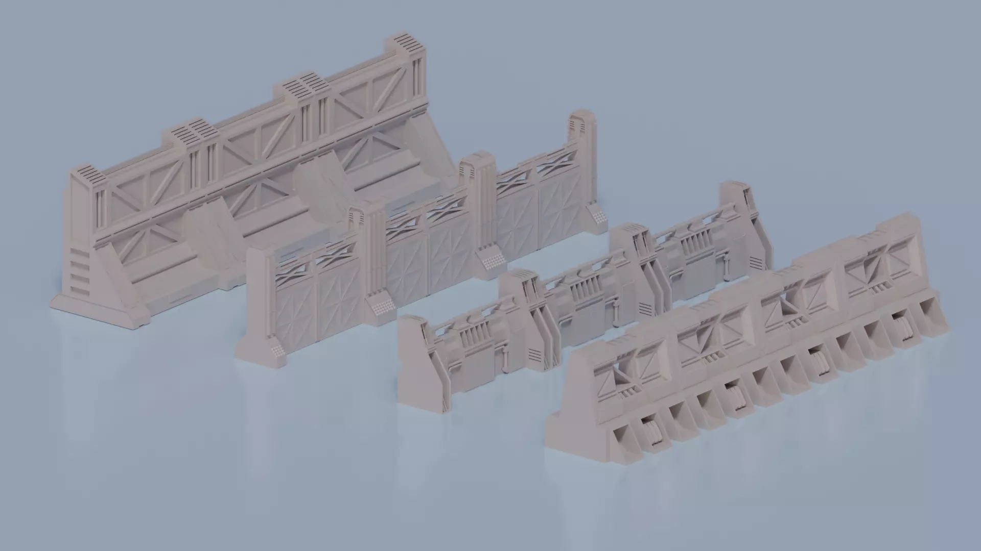 Sci-fi walls pack Low-poly 3D model