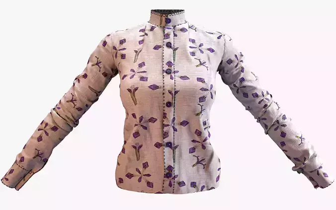 Women formal shirt  Low-poly 3D model