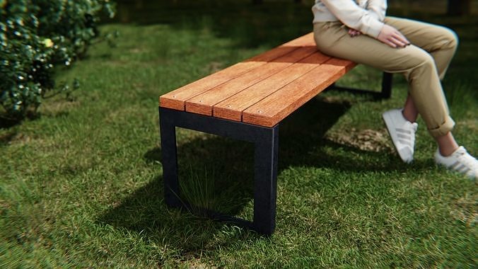Garden Bench 01 Low-poly 3D model
