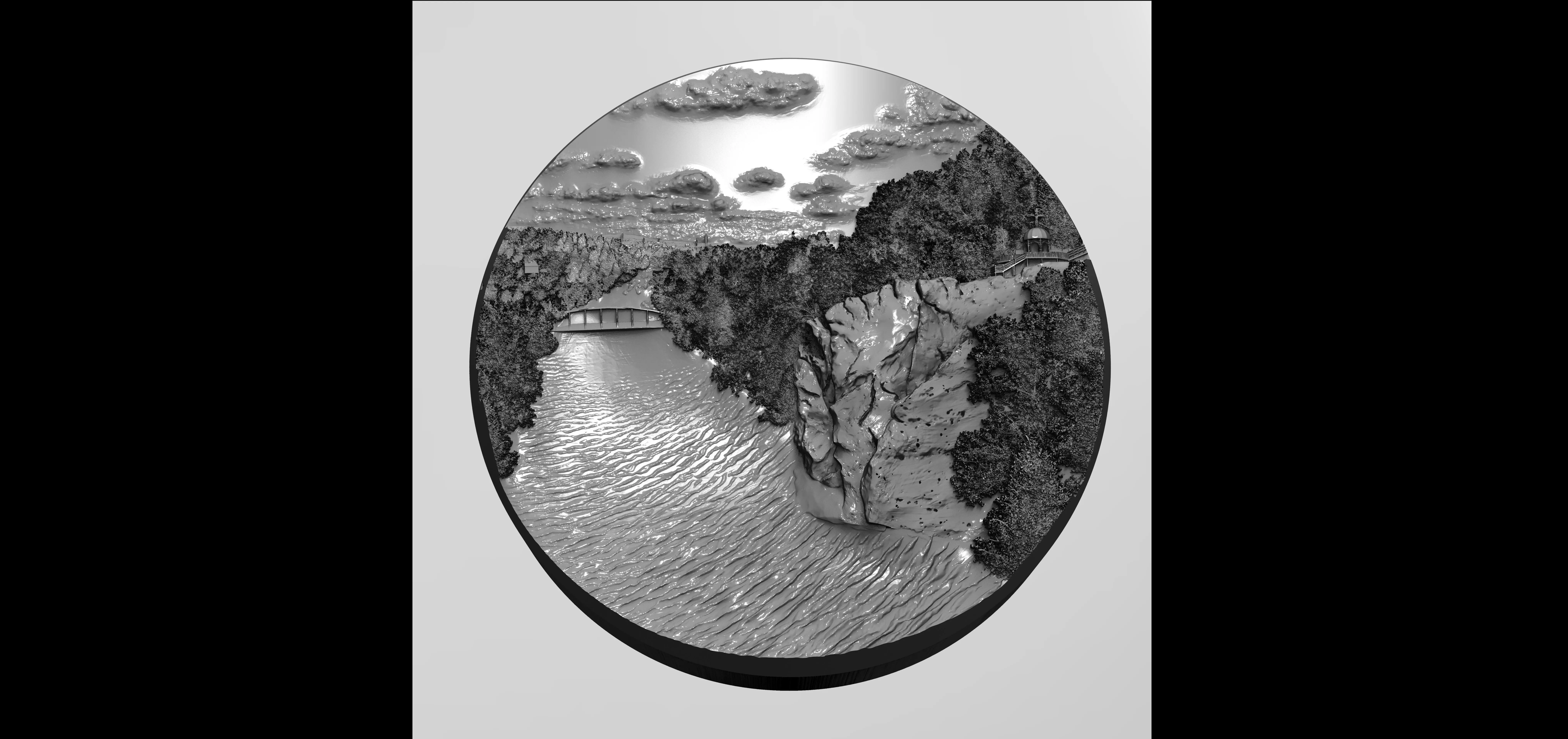 river bas-relief 3D print model