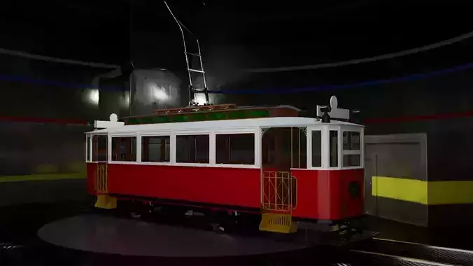 Retro tramway High-poly 3D model 3D model
