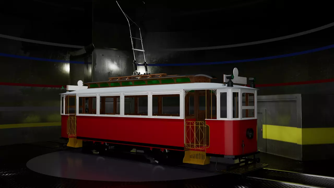 Retro tramway High-poly 3D model 3D model_0
