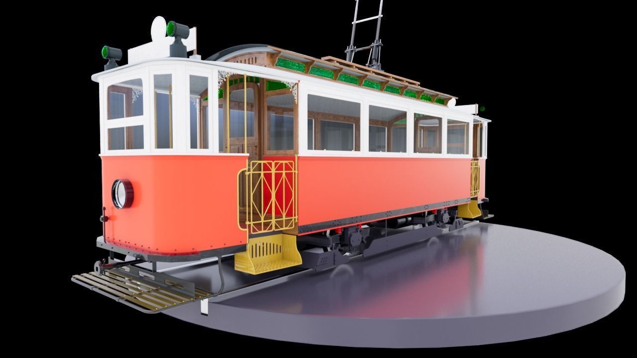 Retro tramway High-poly 3D model 3D model_3