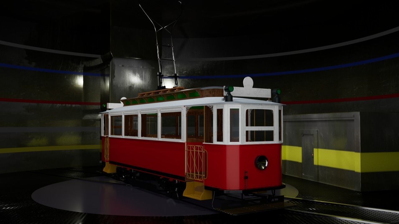 Retro tramway High-poly 3D model 3D model_2