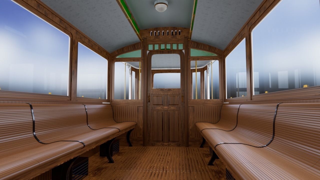 Retro tramway High-poly 3D model 3D model_4