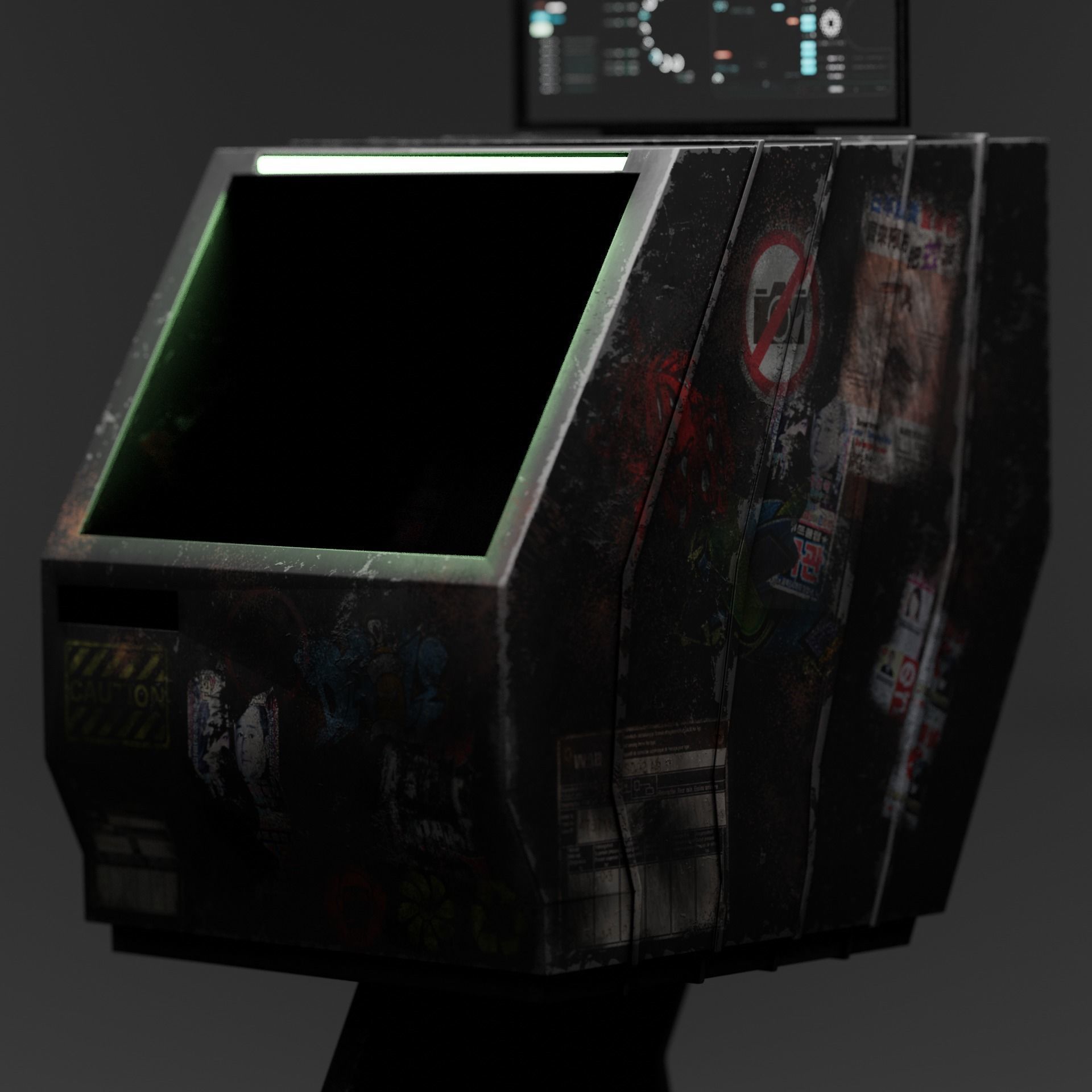 SciFi mailbox-trashcan Low-poly 3D model_1