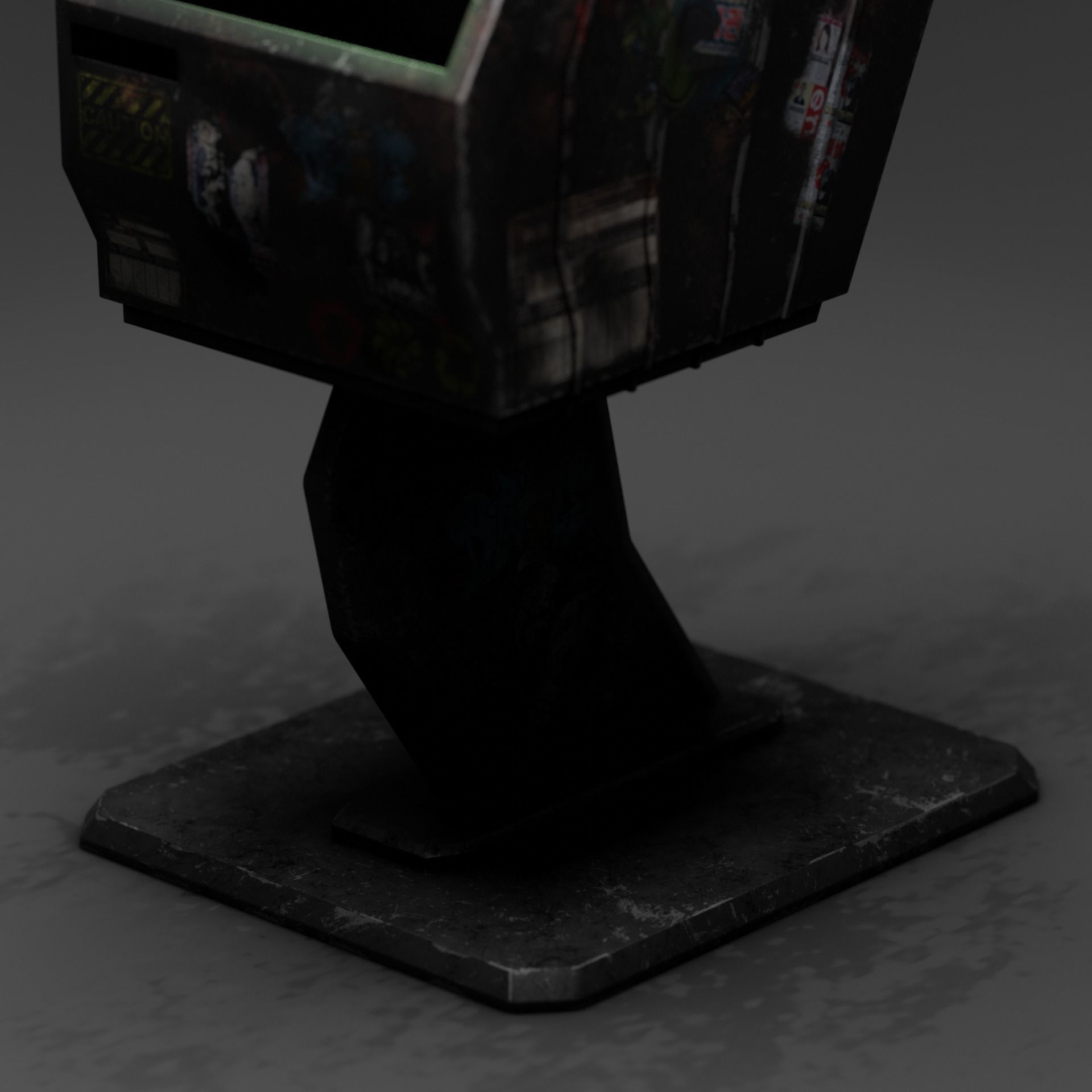 SciFi mailbox-trashcan Low-poly 3D model_2