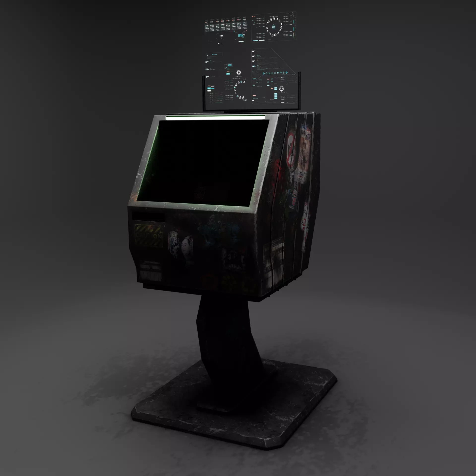 SciFi mailbox-trashcan Low-poly 3D model_0