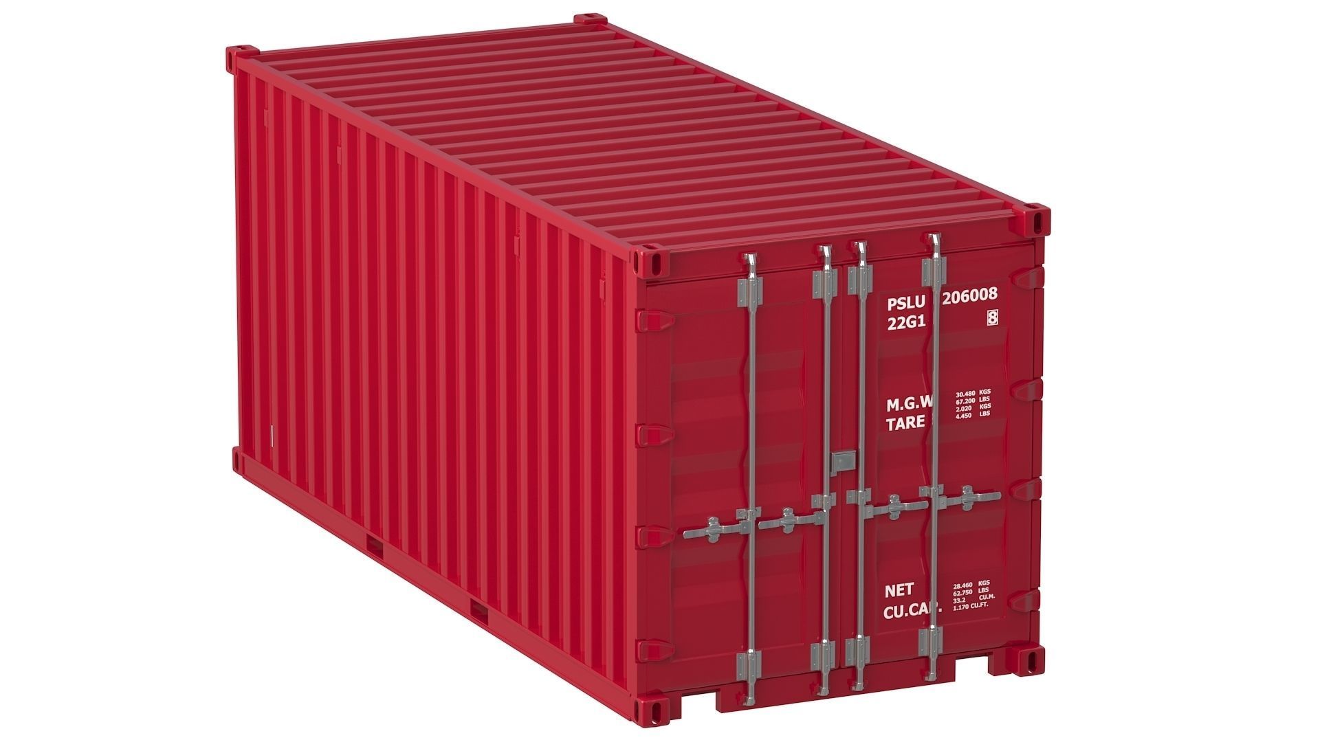 20 ft Container Red 3D model_1