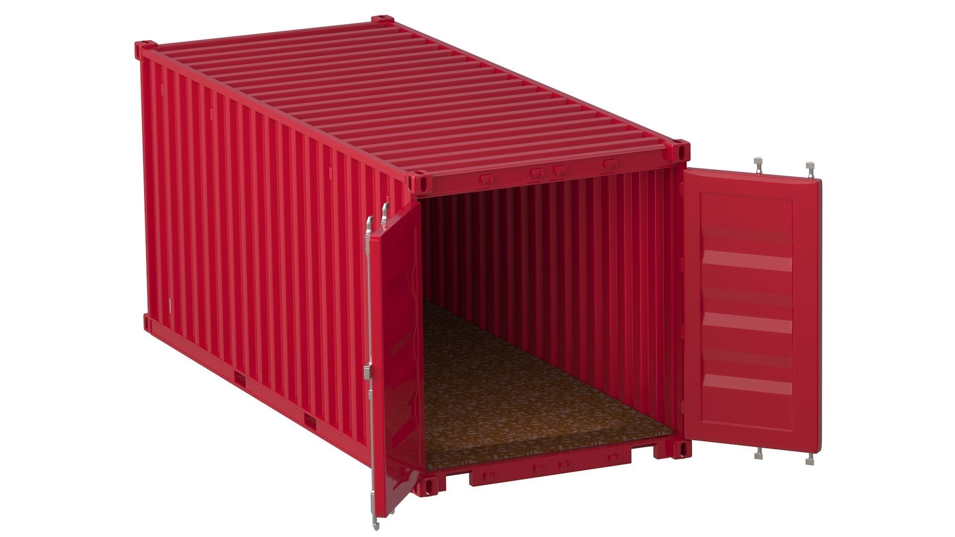 20 ft Container Red 3D model_3