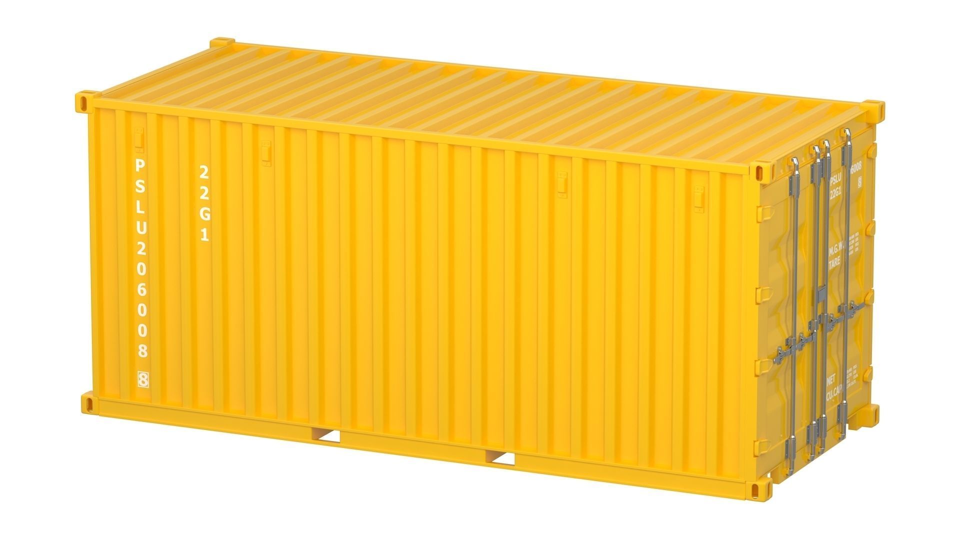 20 ft Container Yellow 3D model_5