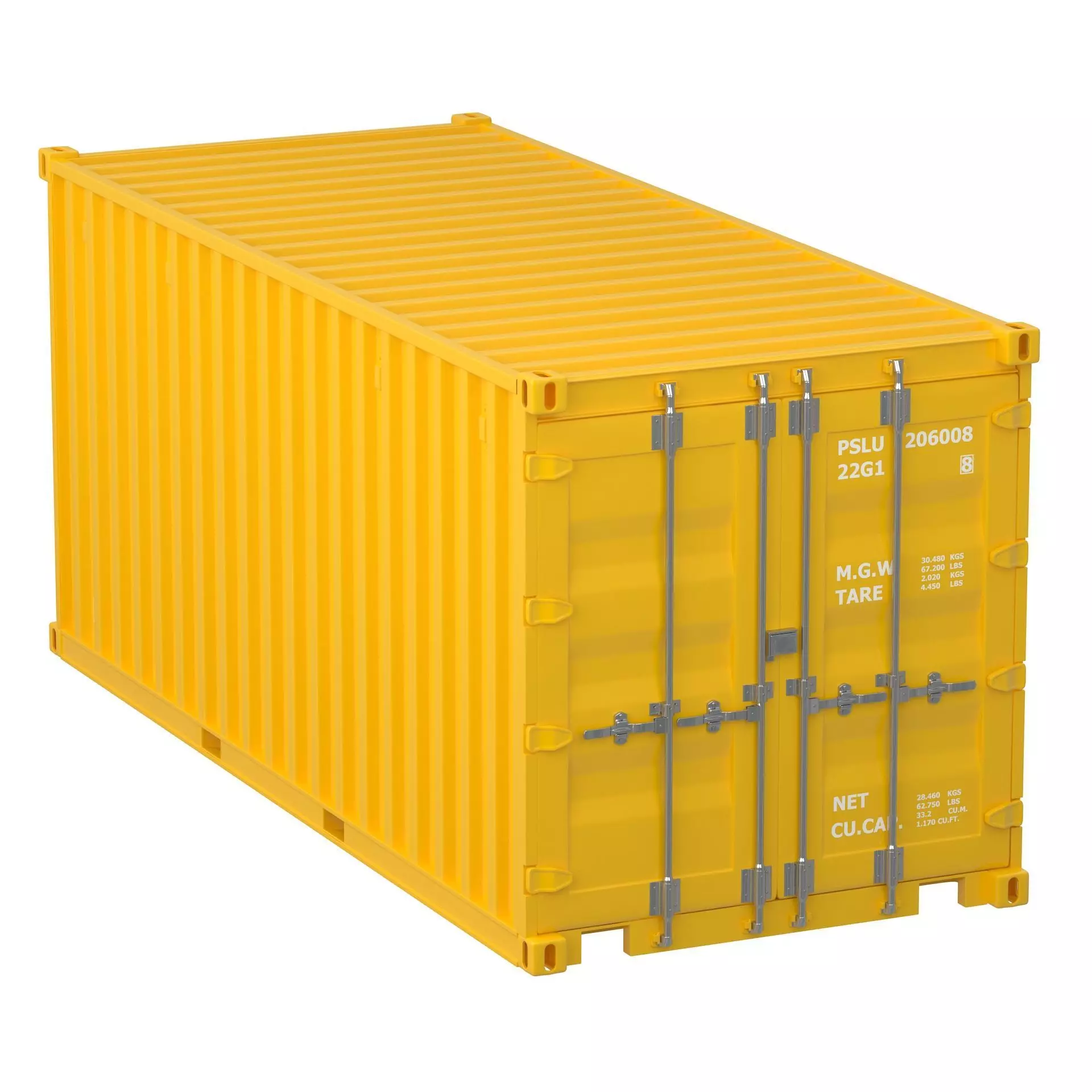 20 ft Container Yellow 3D model_0