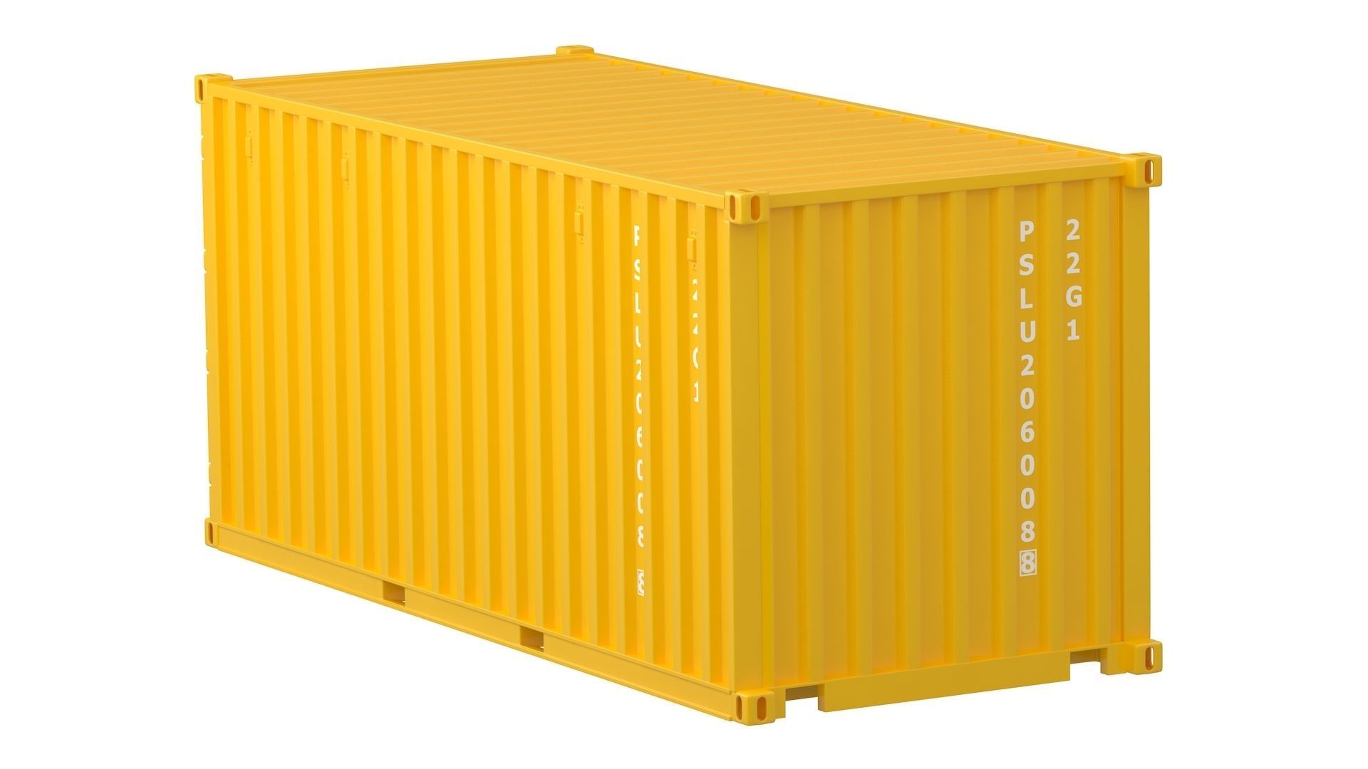 20 ft Container Yellow 3D model_8
