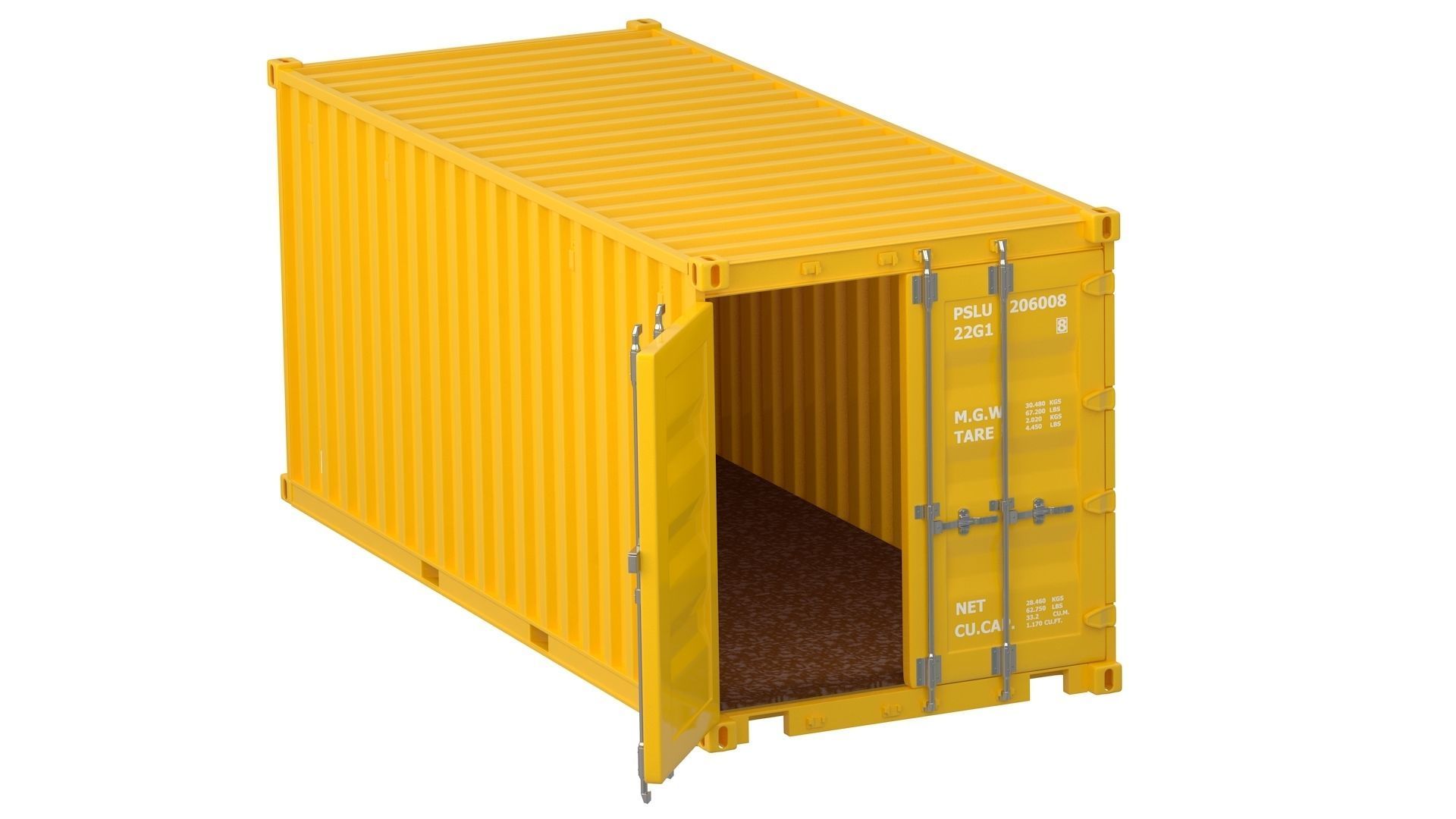 20 ft Container Yellow 3D model_2