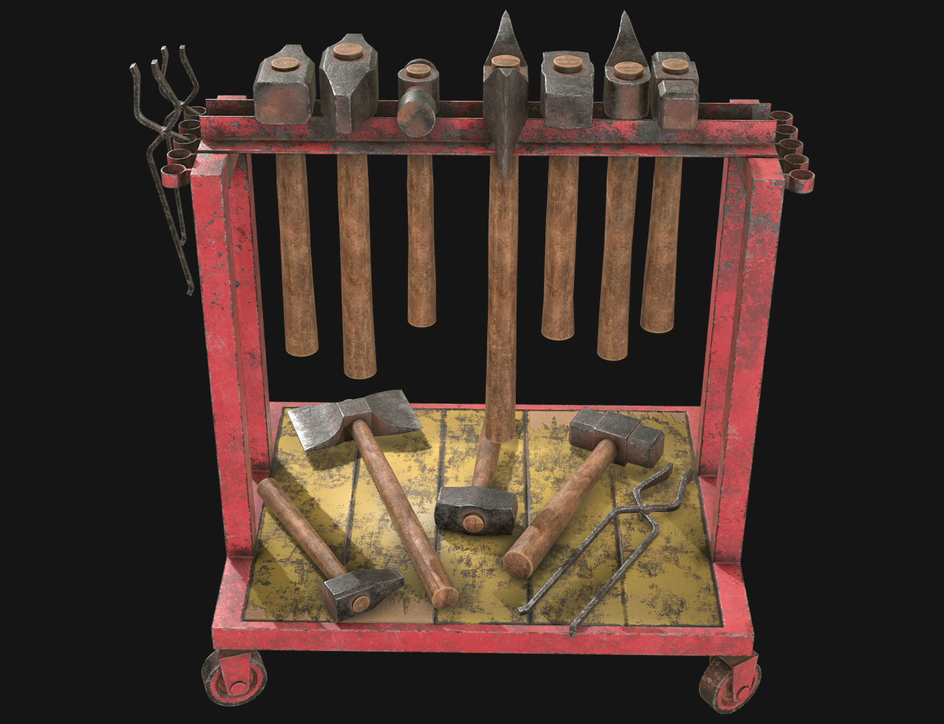 Ironwork Tools Rack 2 Low-poly 3D model_4