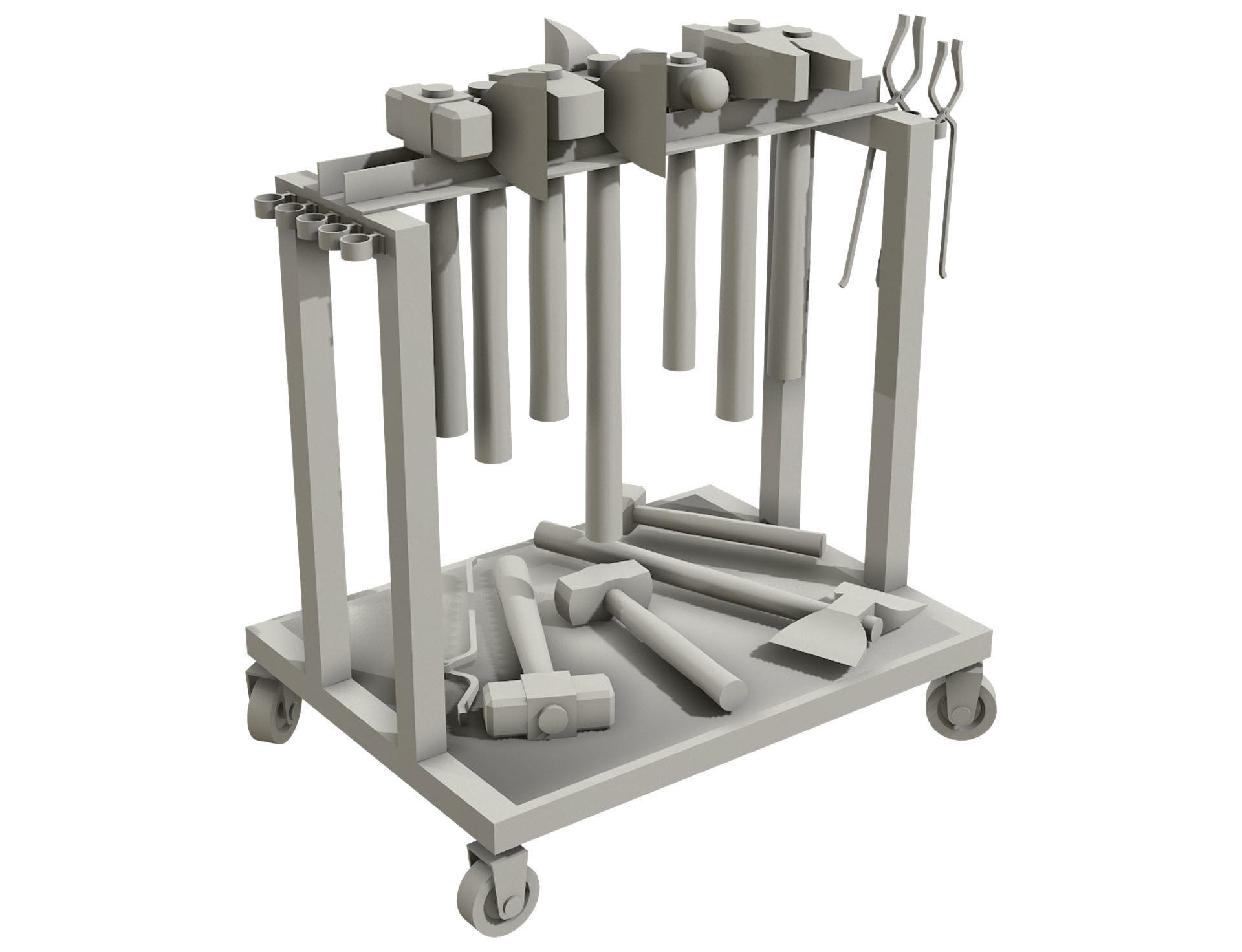 Ironwork Tools Rack 2 Low-poly 3D model_11