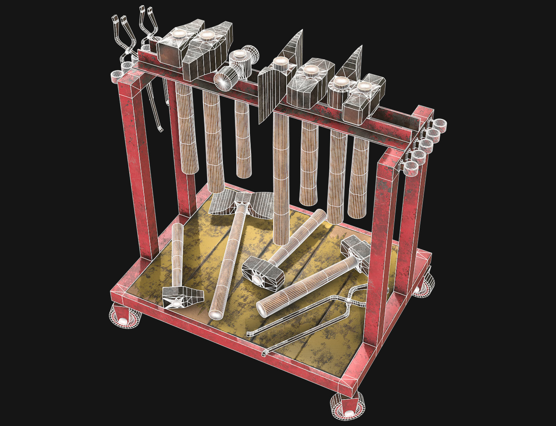 Ironwork Tools Rack 2 Low-poly 3D model_9
