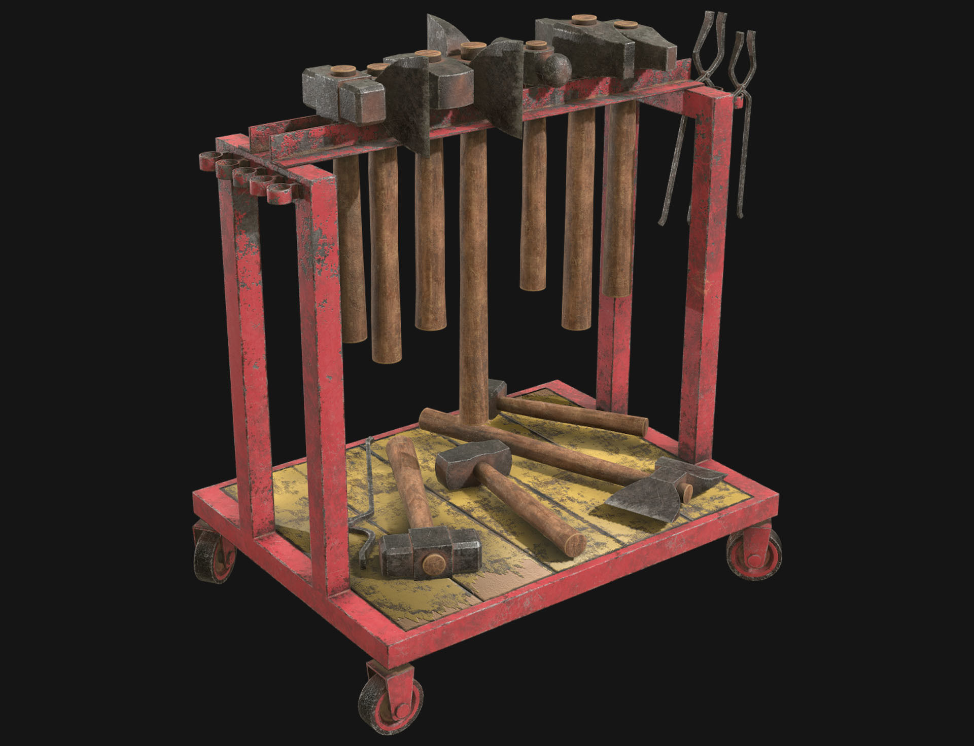 Ironwork Tools Rack 2 Low-poly 3D model_2