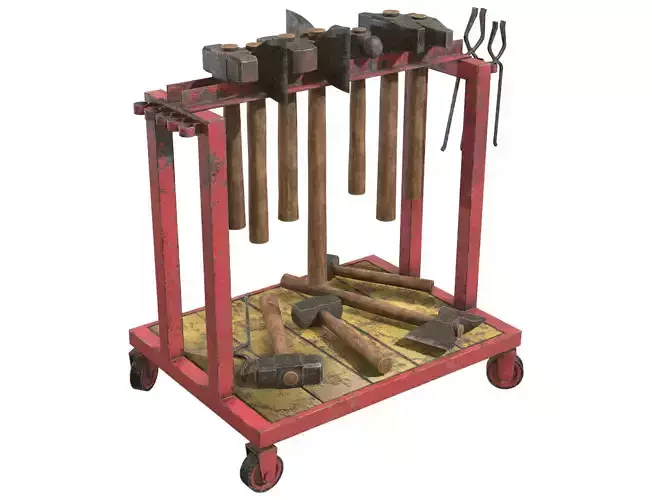Ironwork Tools Rack 2 Low-poly 3D model