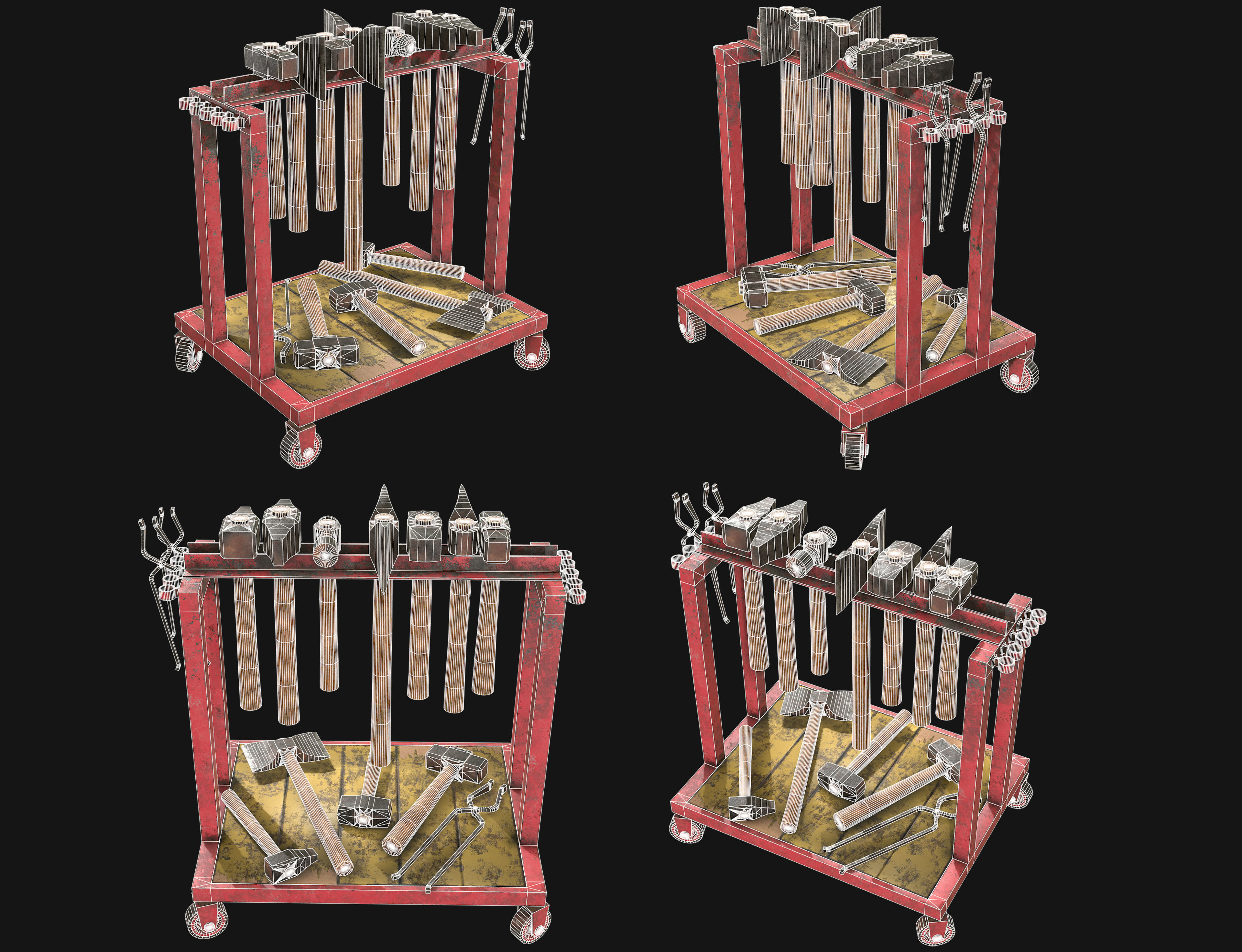 Ironwork Tools Rack 2 Low-poly 3D model_10