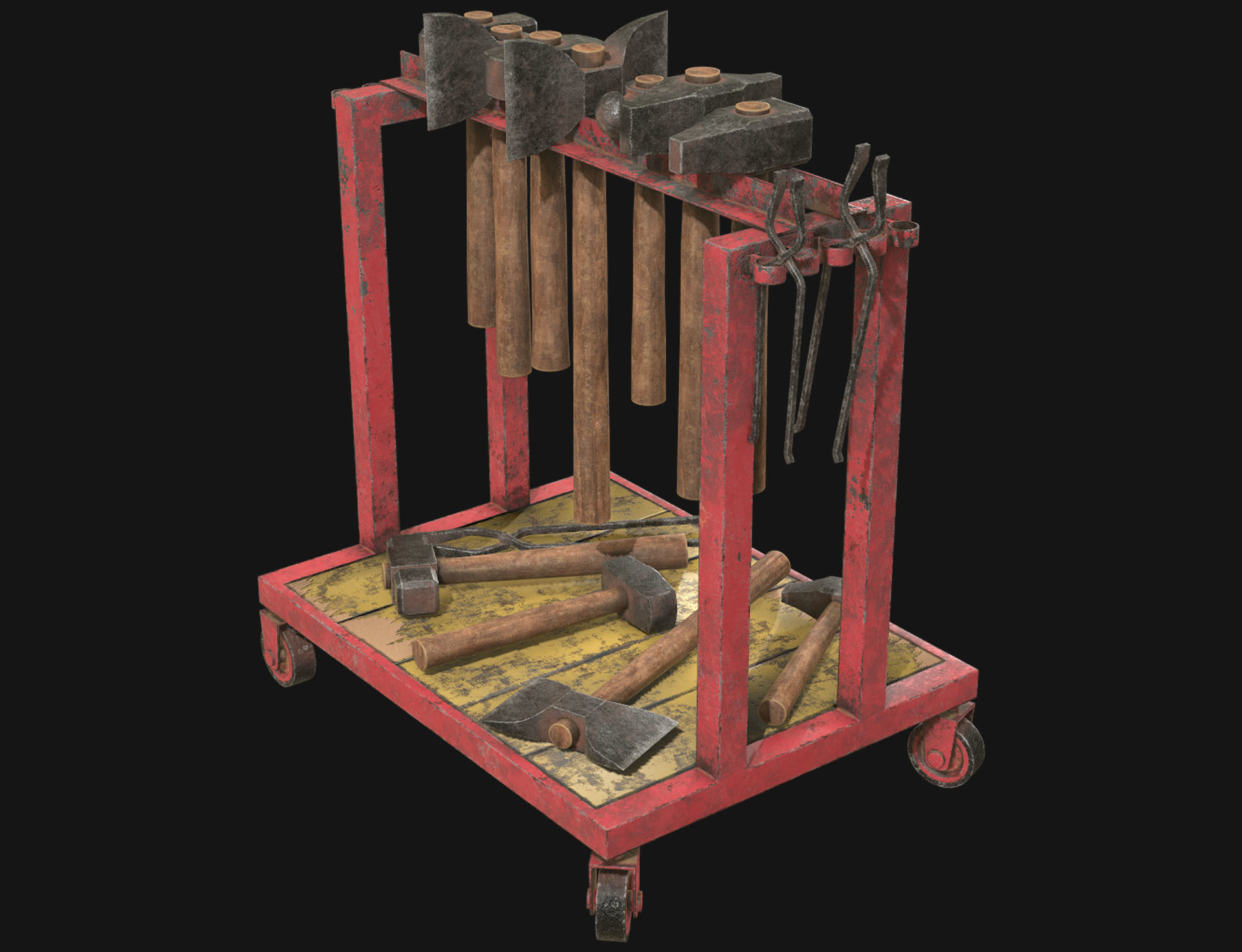 Ironwork Tools Rack 2 Low-poly 3D model_3
