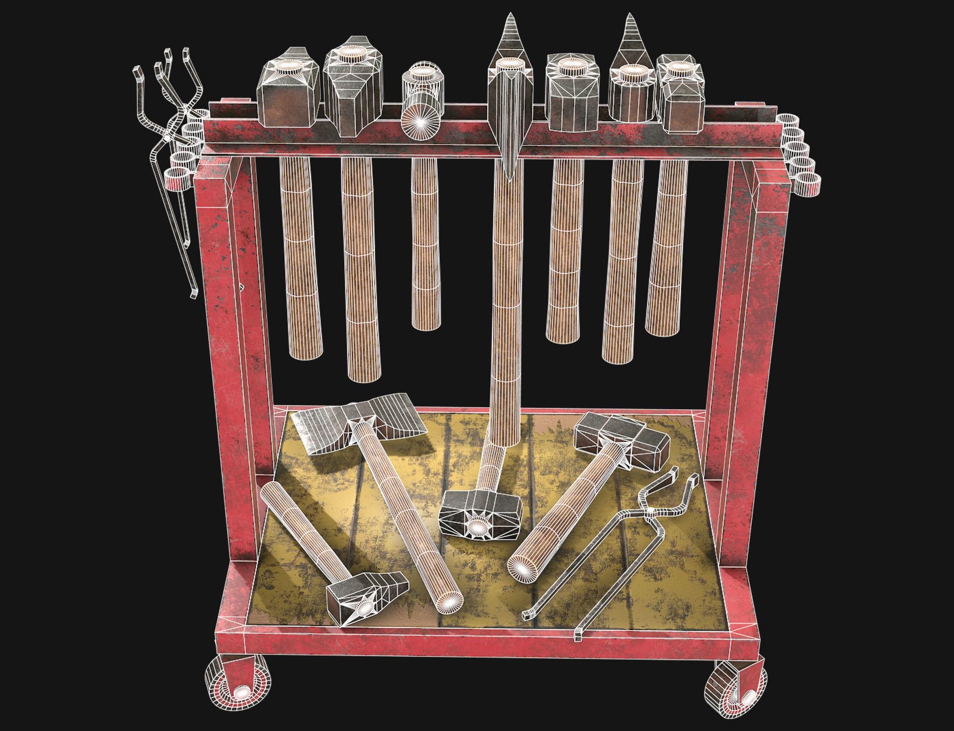 Ironwork Tools Rack 2 Low-poly 3D model_8