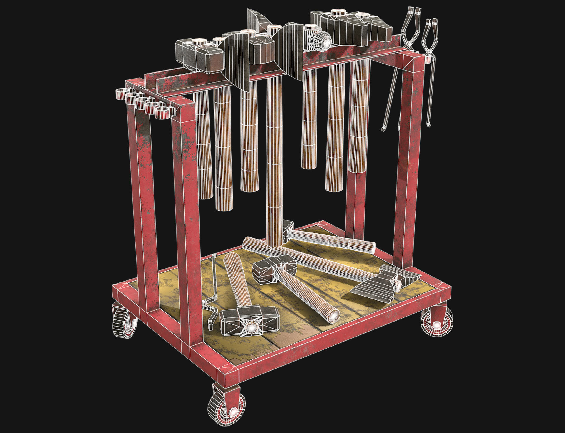 Ironwork Tools Rack 2 Low-poly 3D model_6