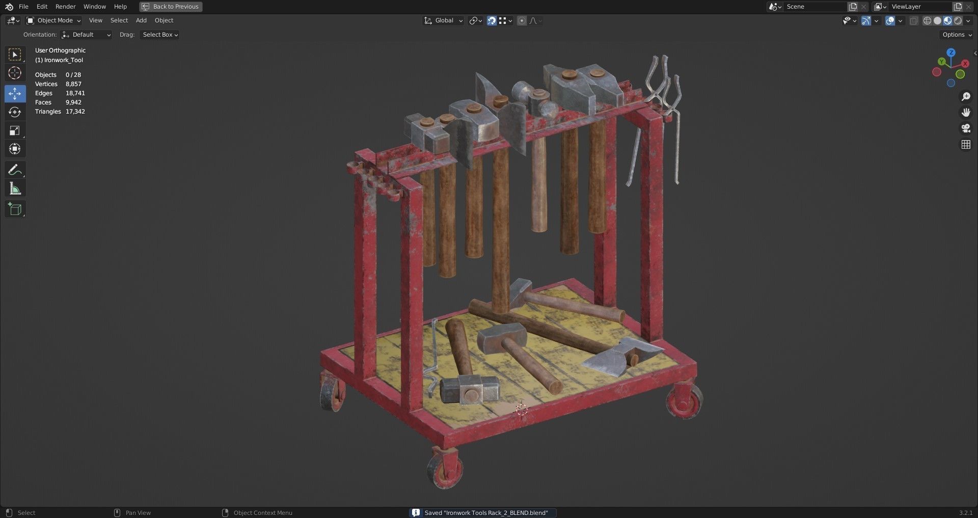 Ironwork Tools Rack 2 Low-poly 3D model_20