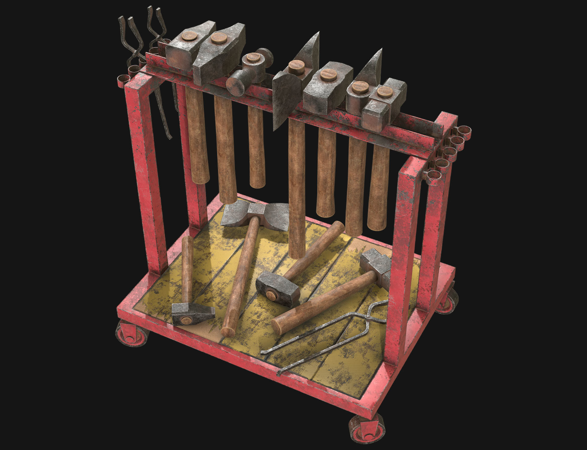 Ironwork Tools Rack 2 Low-poly 3D model_5