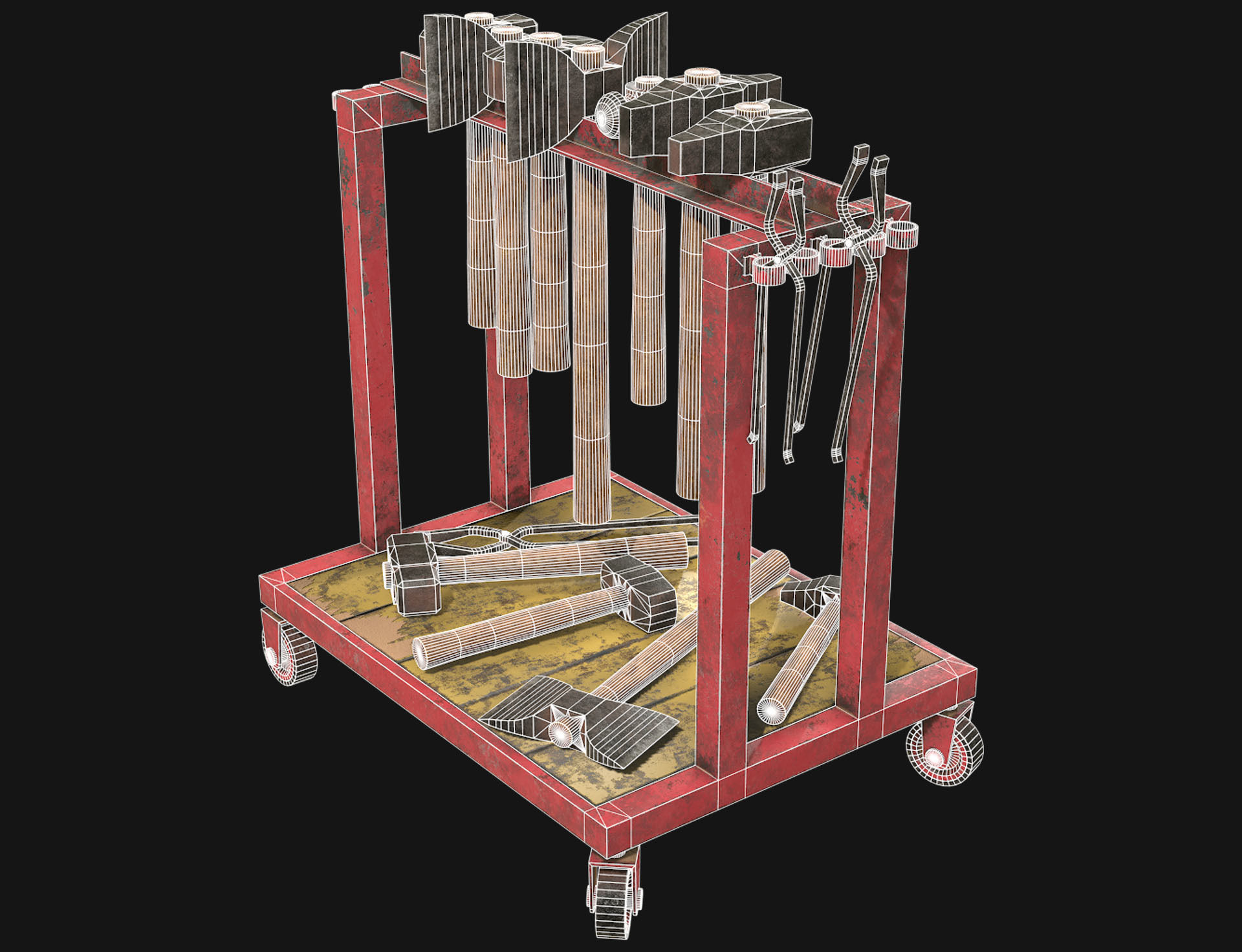 Ironwork Tools Rack 2 Low-poly 3D model_7