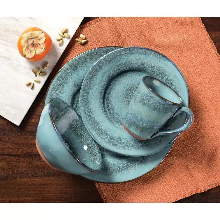 Sango Toren Denim Blue Stoneware Dinnerware Set 3D model_0