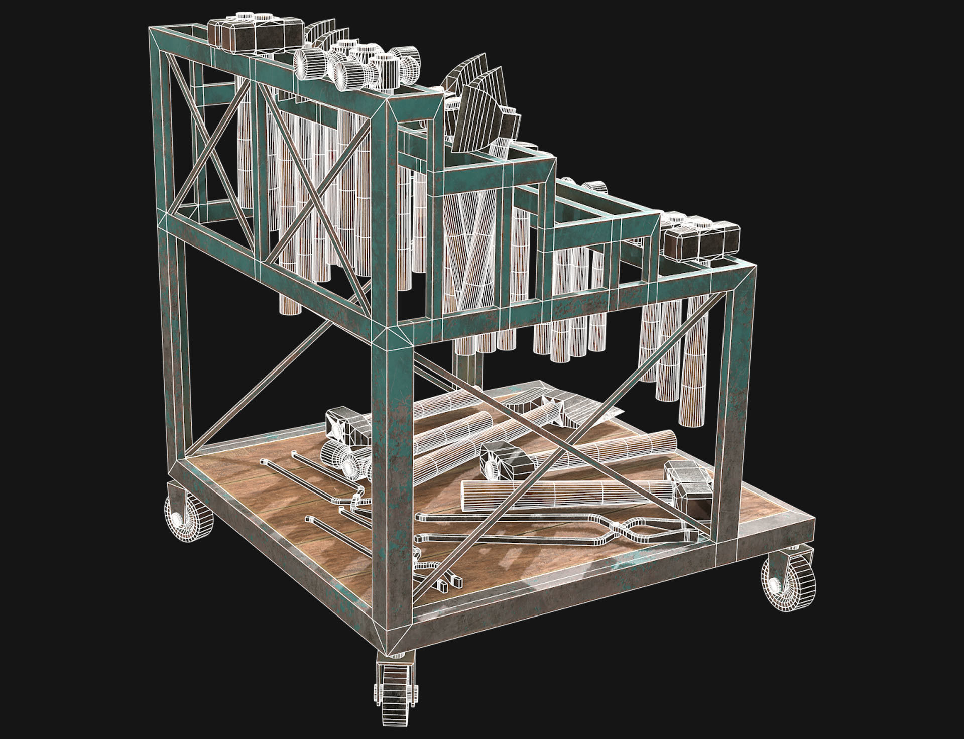 Ironwork Tools Rack 3 Low-poly 3D model_8