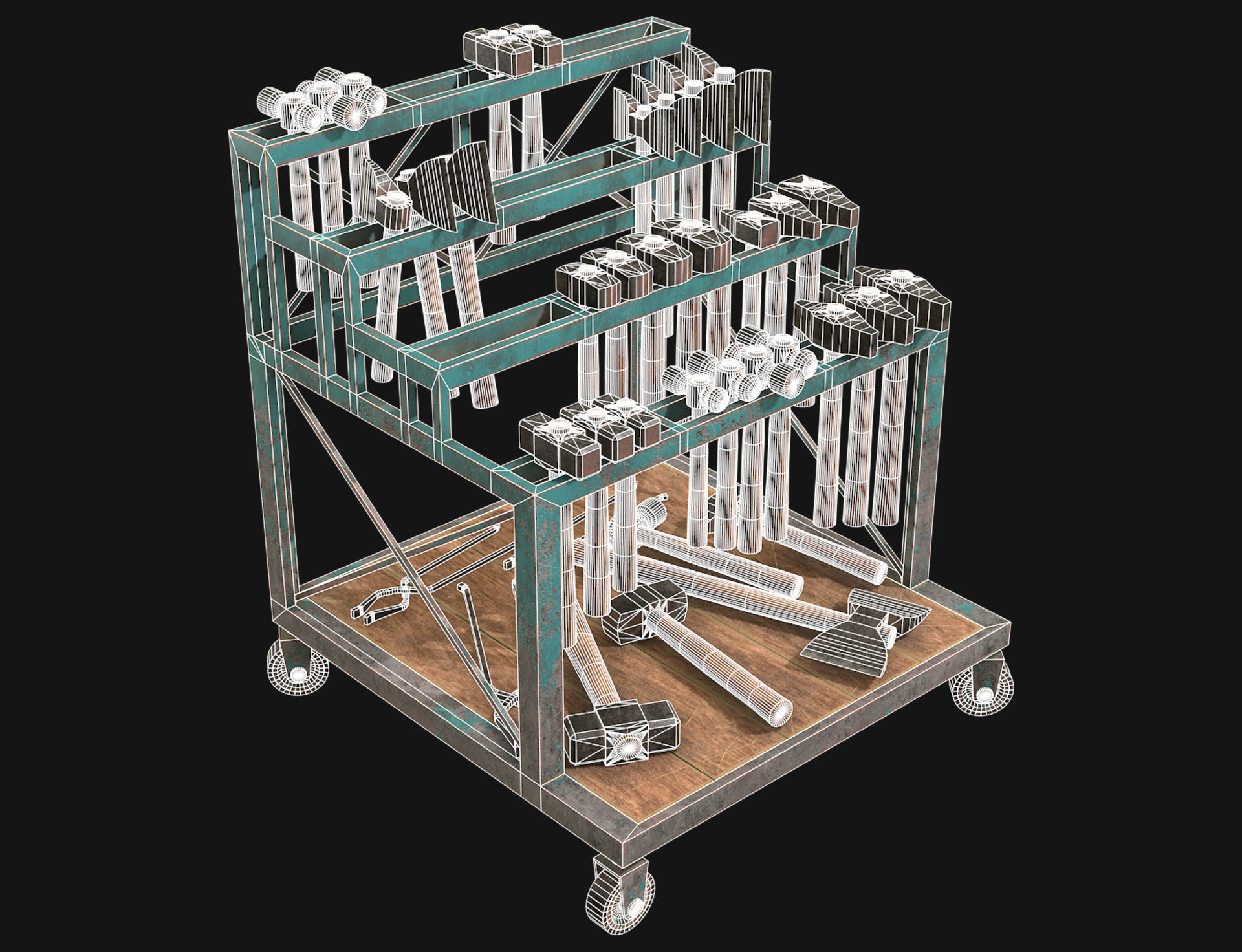 Ironwork Tools Rack 3 Low-poly 3D model_9