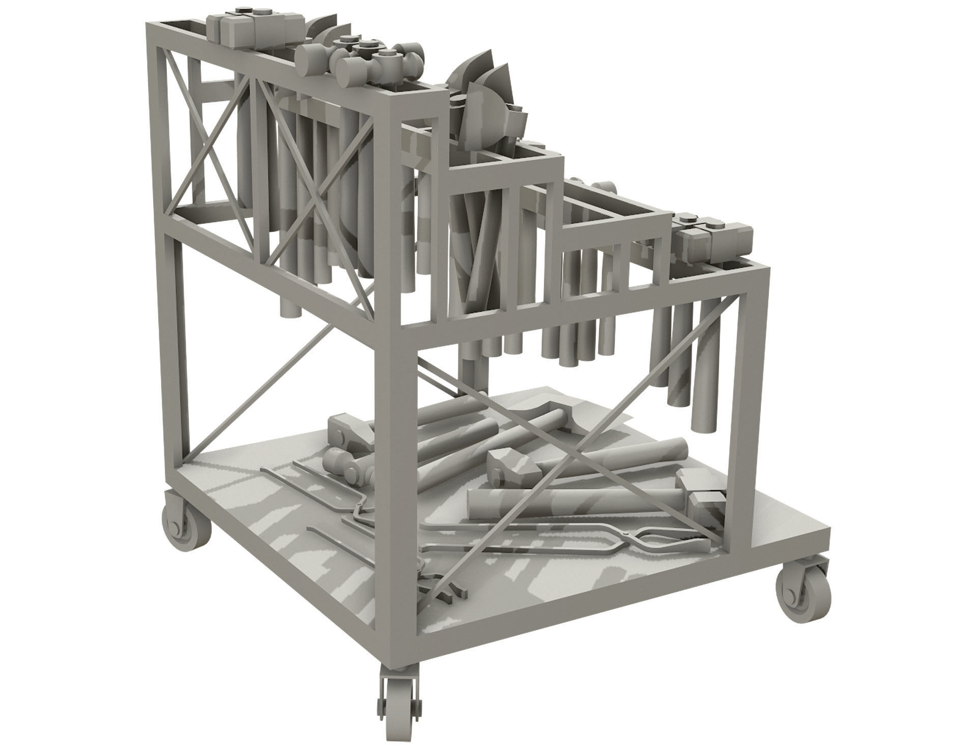 Ironwork Tools Rack 3 Low-poly 3D model_12