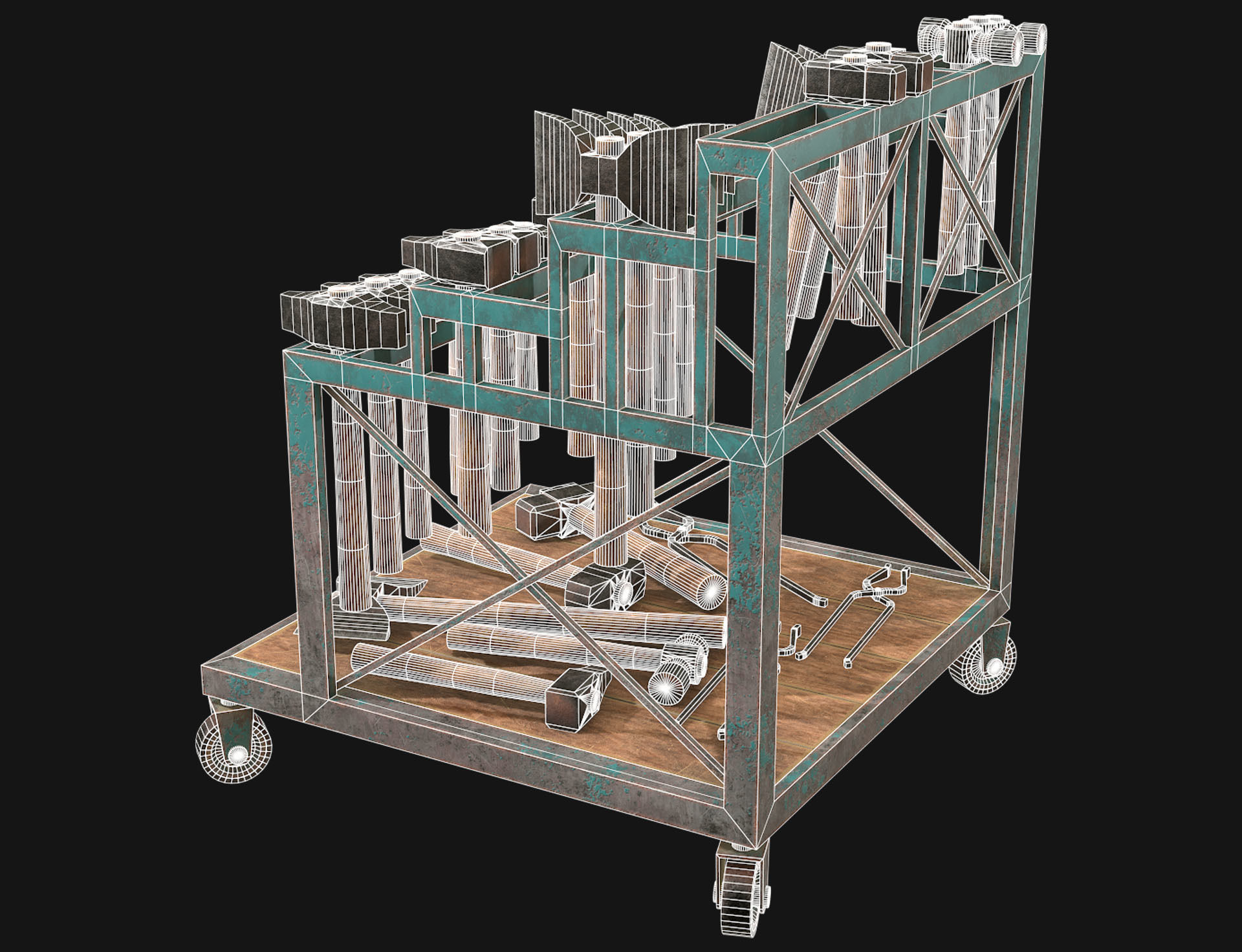 Ironwork Tools Rack 3 Low-poly 3D model_7