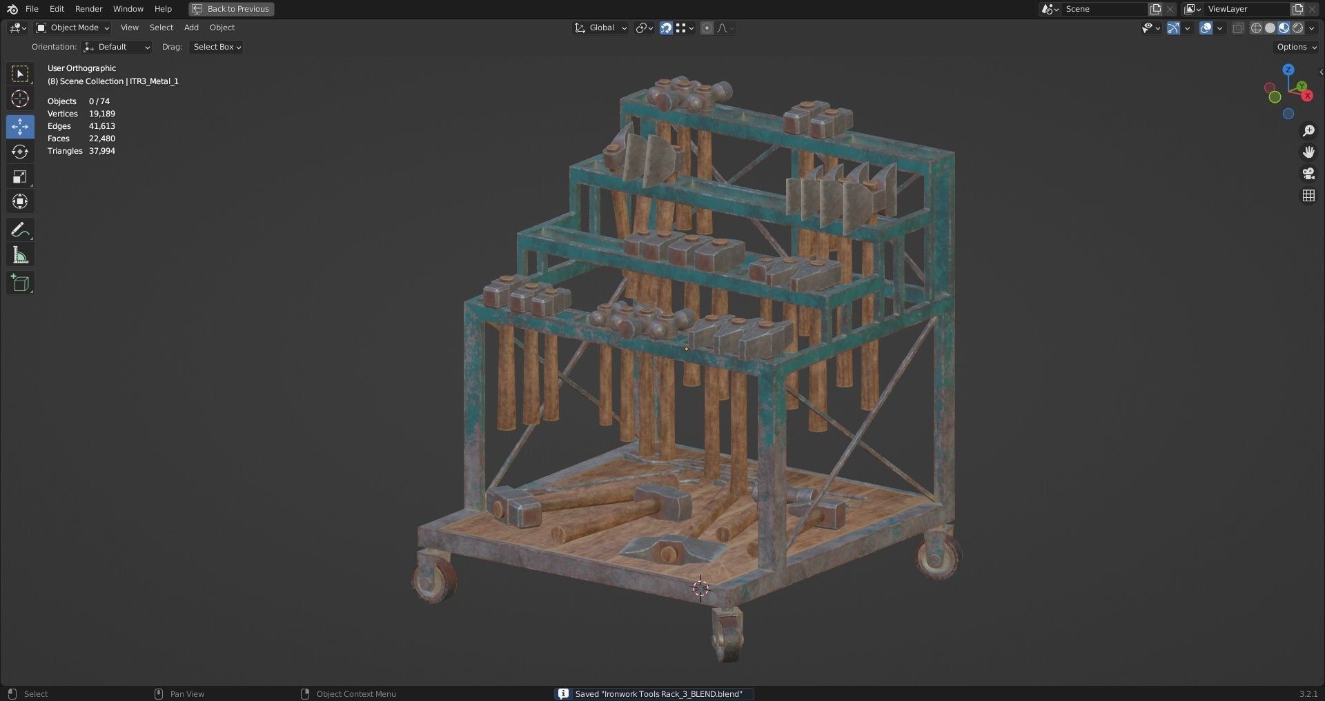 Ironwork Tools Rack 3 Low-poly 3D model_14