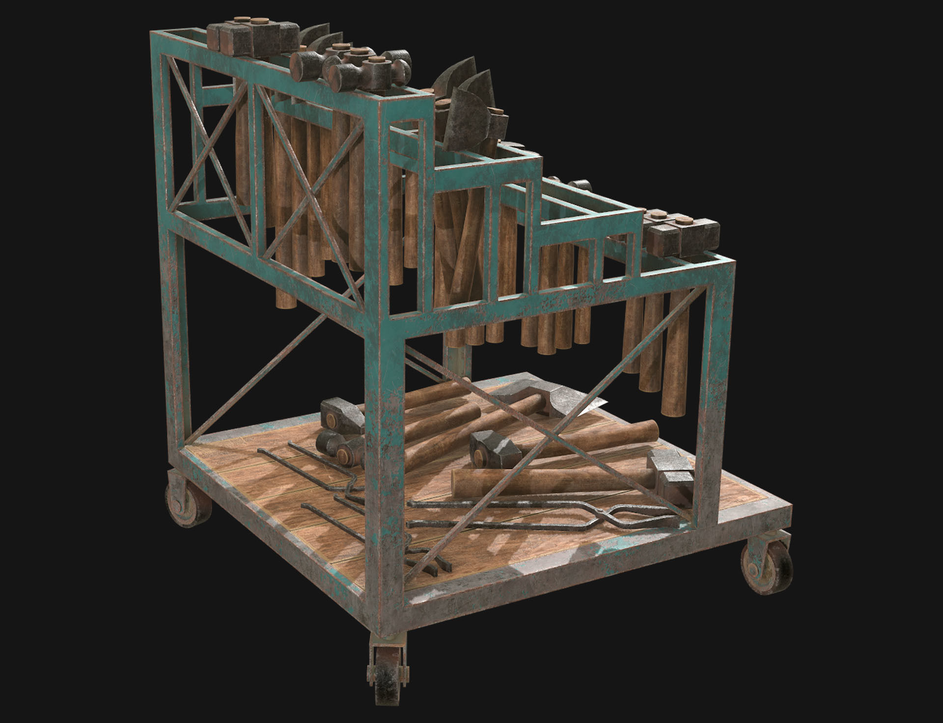 Ironwork Tools Rack 3 Low-poly 3D model_5