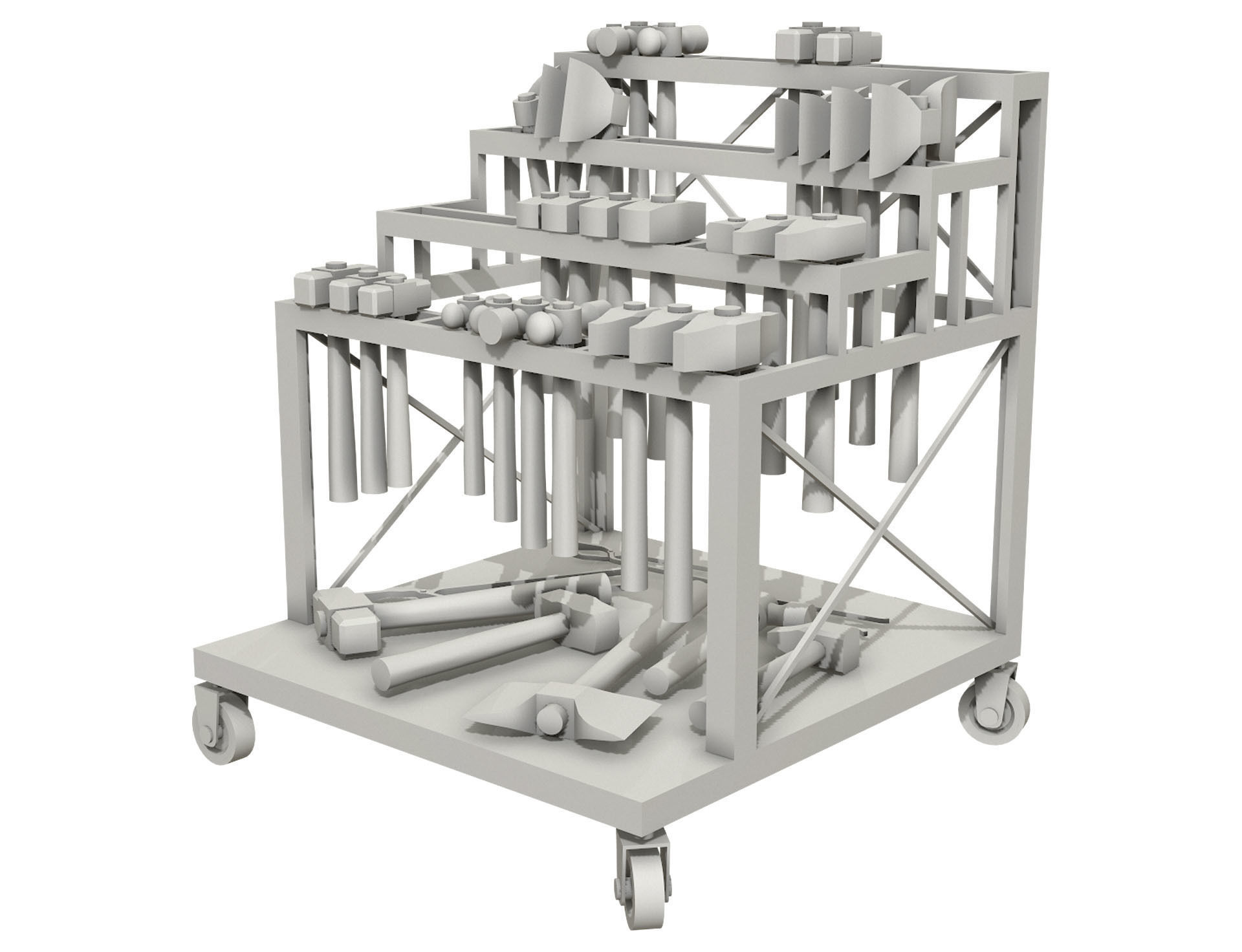 Ironwork Tools Rack 3 Low-poly 3D model_10