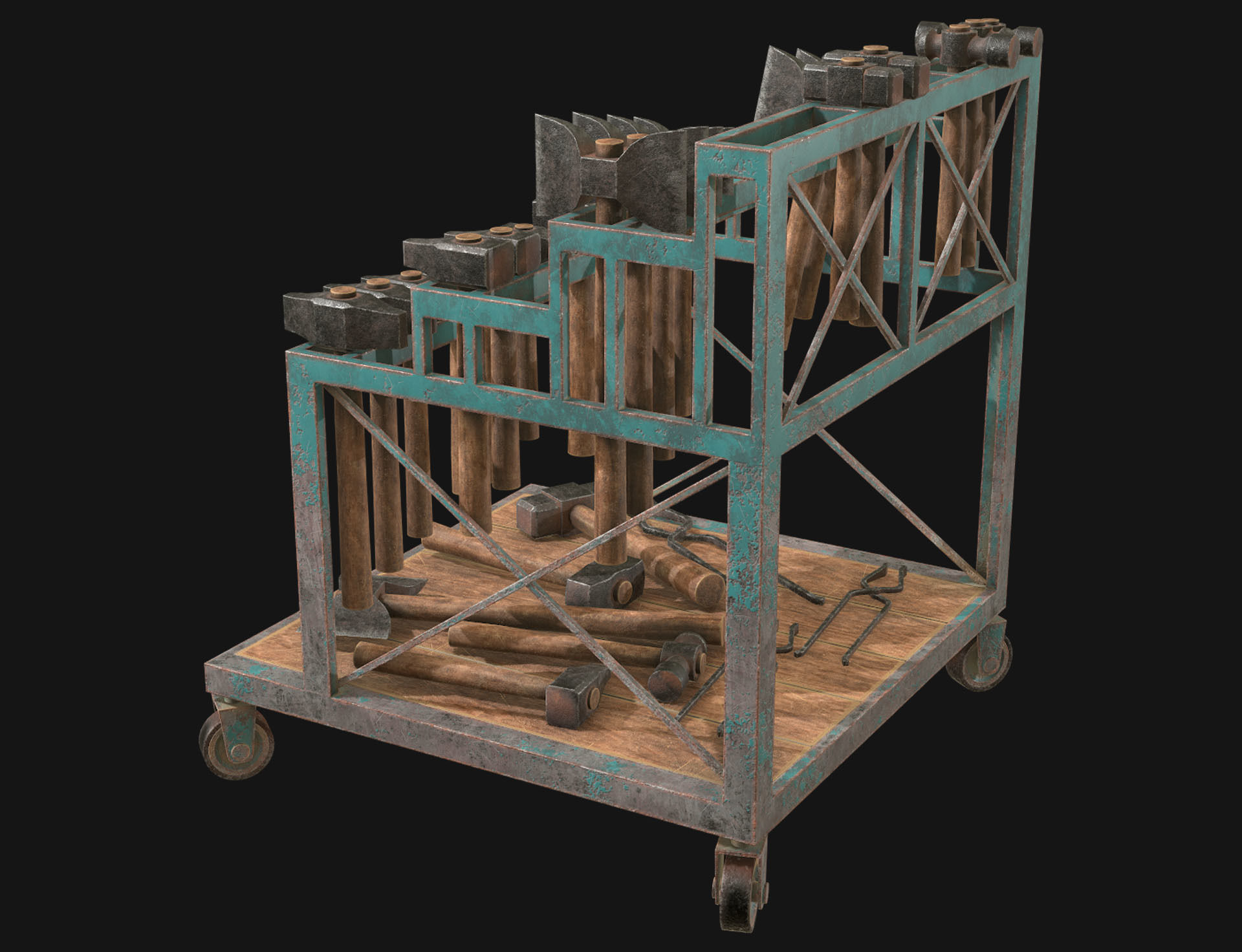 Ironwork Tools Rack 3 Low-poly 3D model_4
