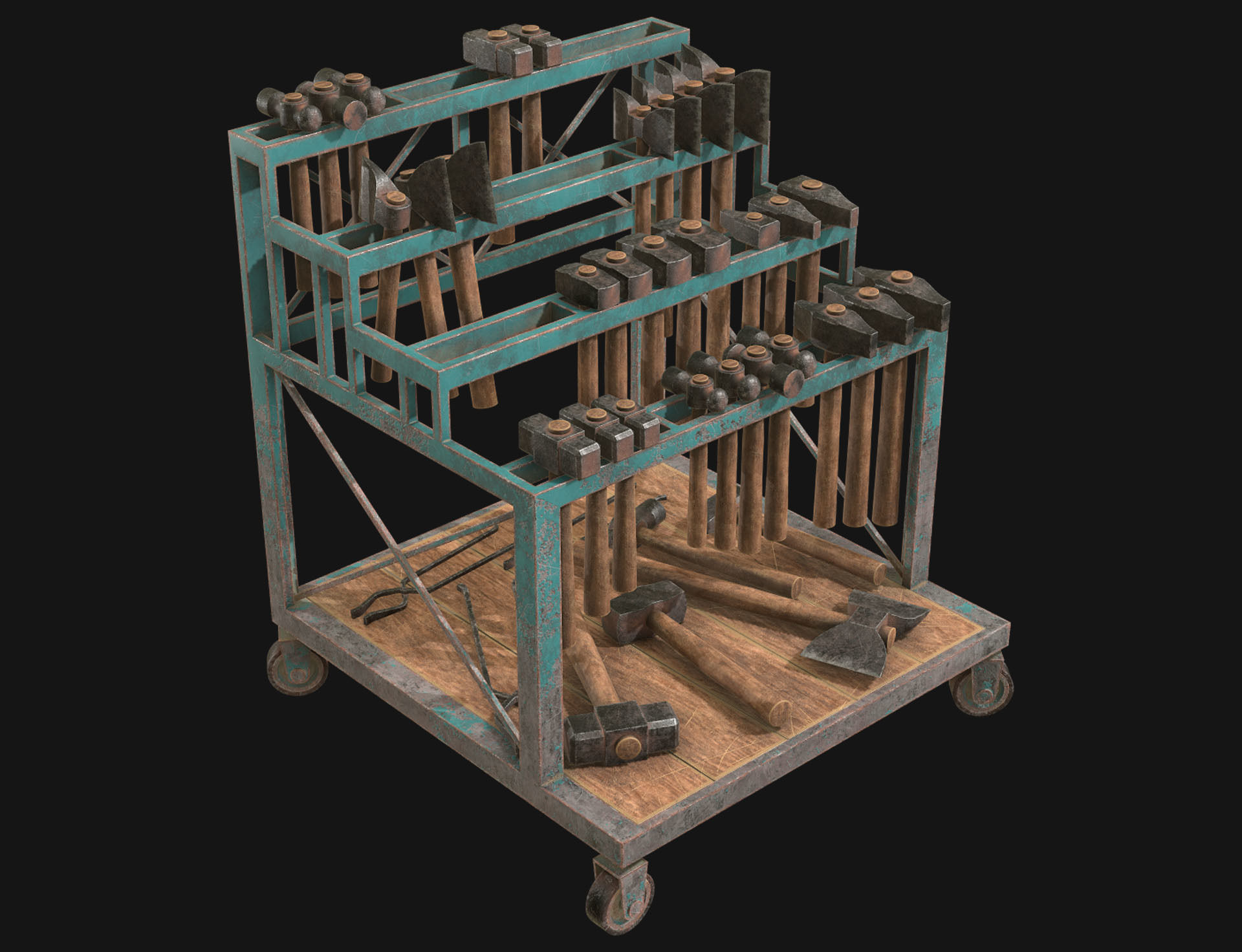 Ironwork Tools Rack 3 Low-poly 3D model_2