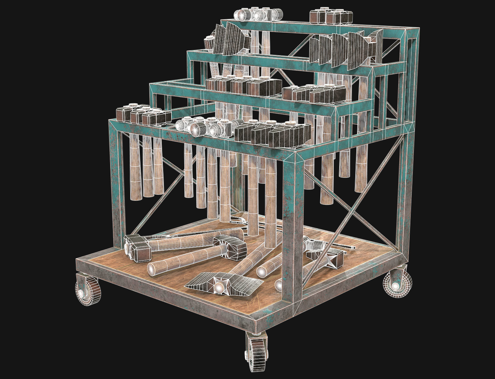 Ironwork Tools Rack 3 Low-poly 3D model_6